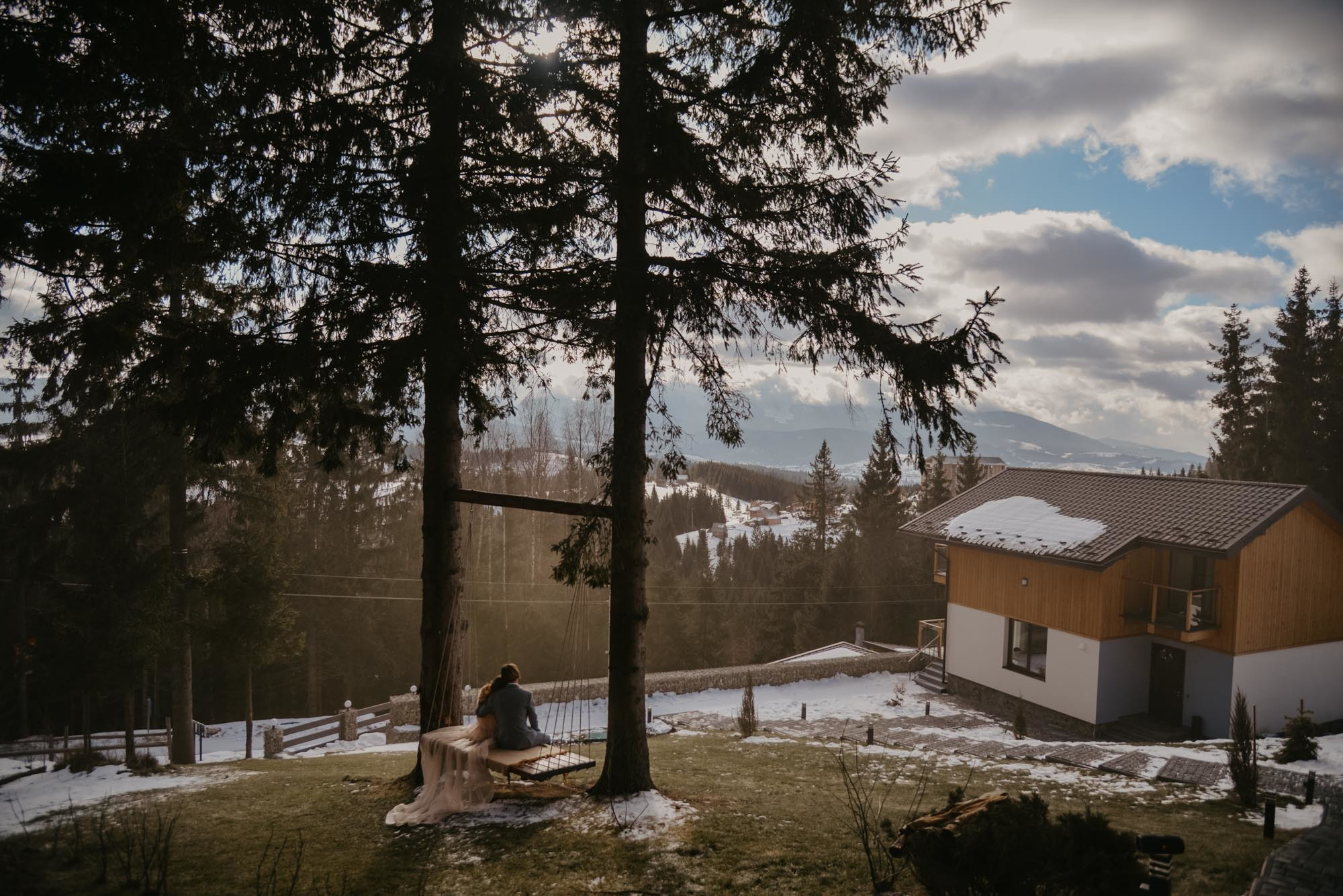 Elopement in Winter Forest. Family Lifestyle Photography