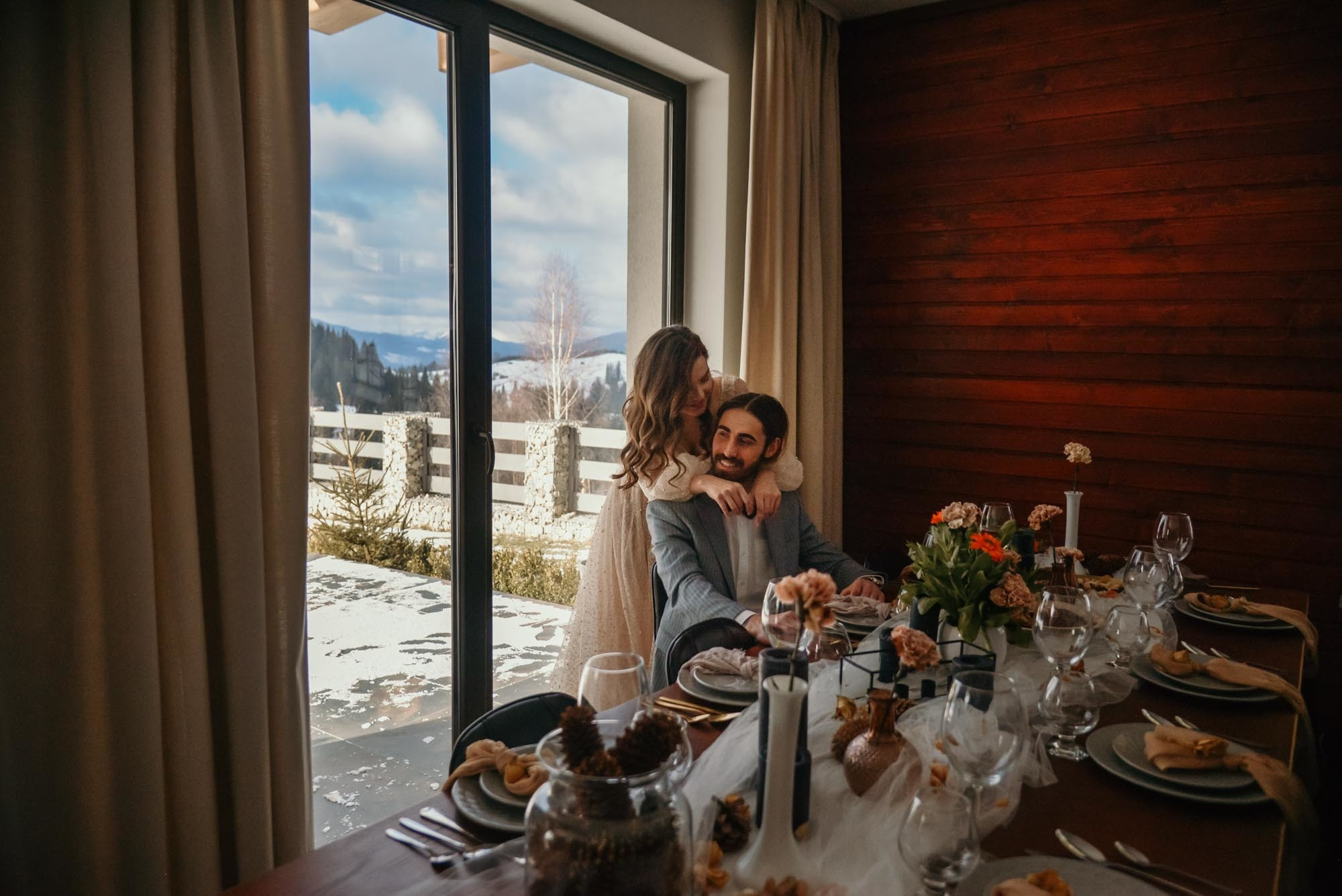 Elopement in Winter Forest. Family Lifestyle Photography