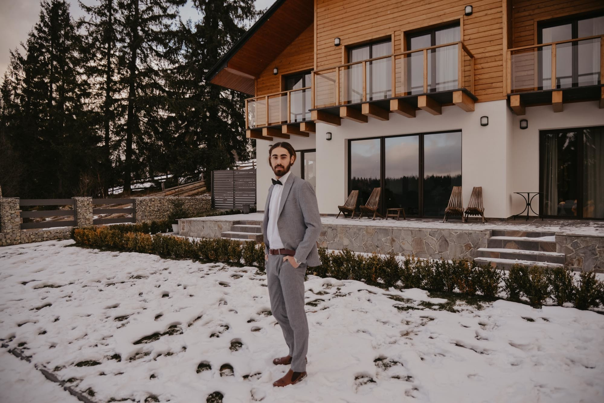 Elopement in Winter Forest. Family Lifestyle Photography