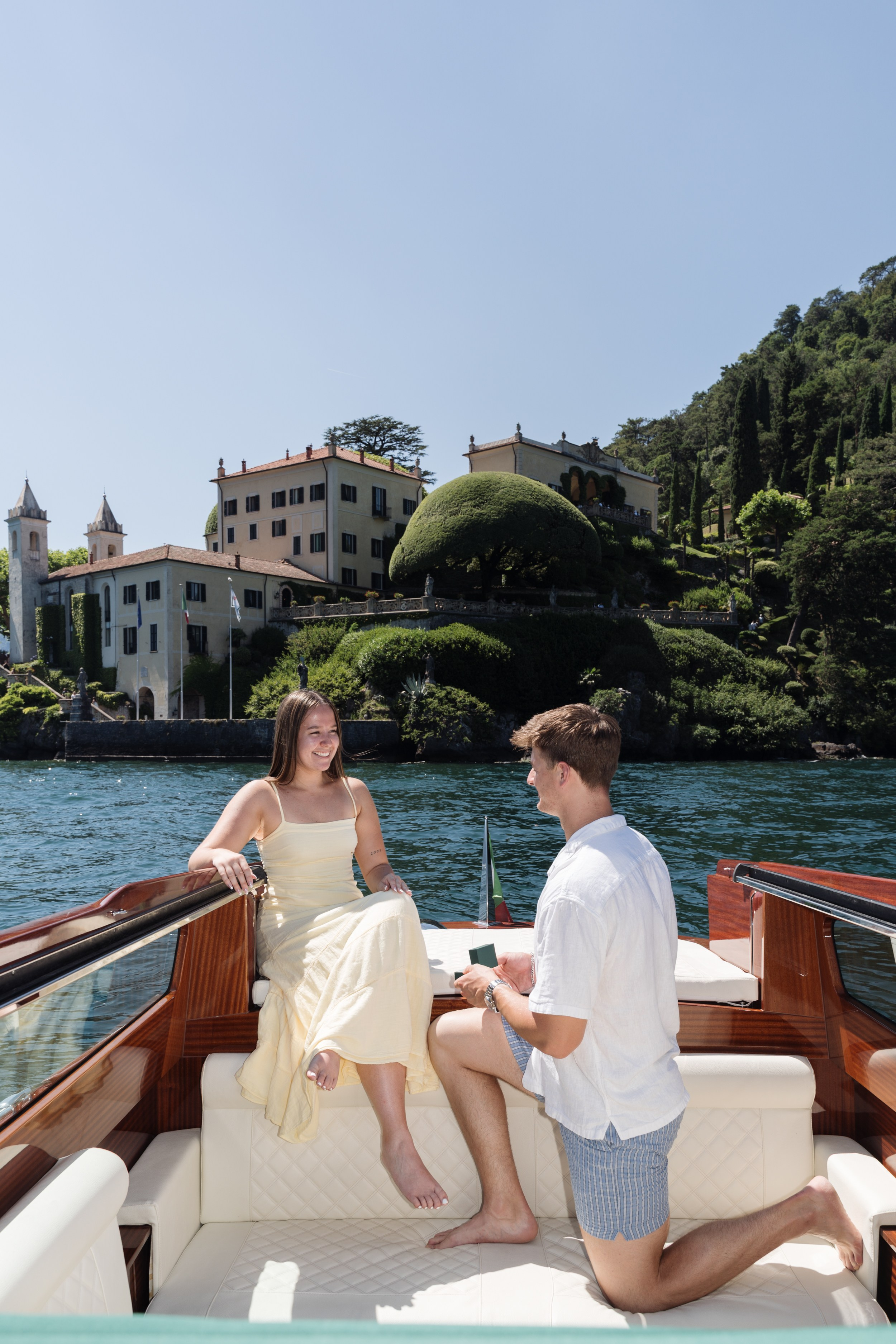 Boat Proposal in Lake Como. Lake Como Proposal Photographer | Surprise Proposals & Engagements