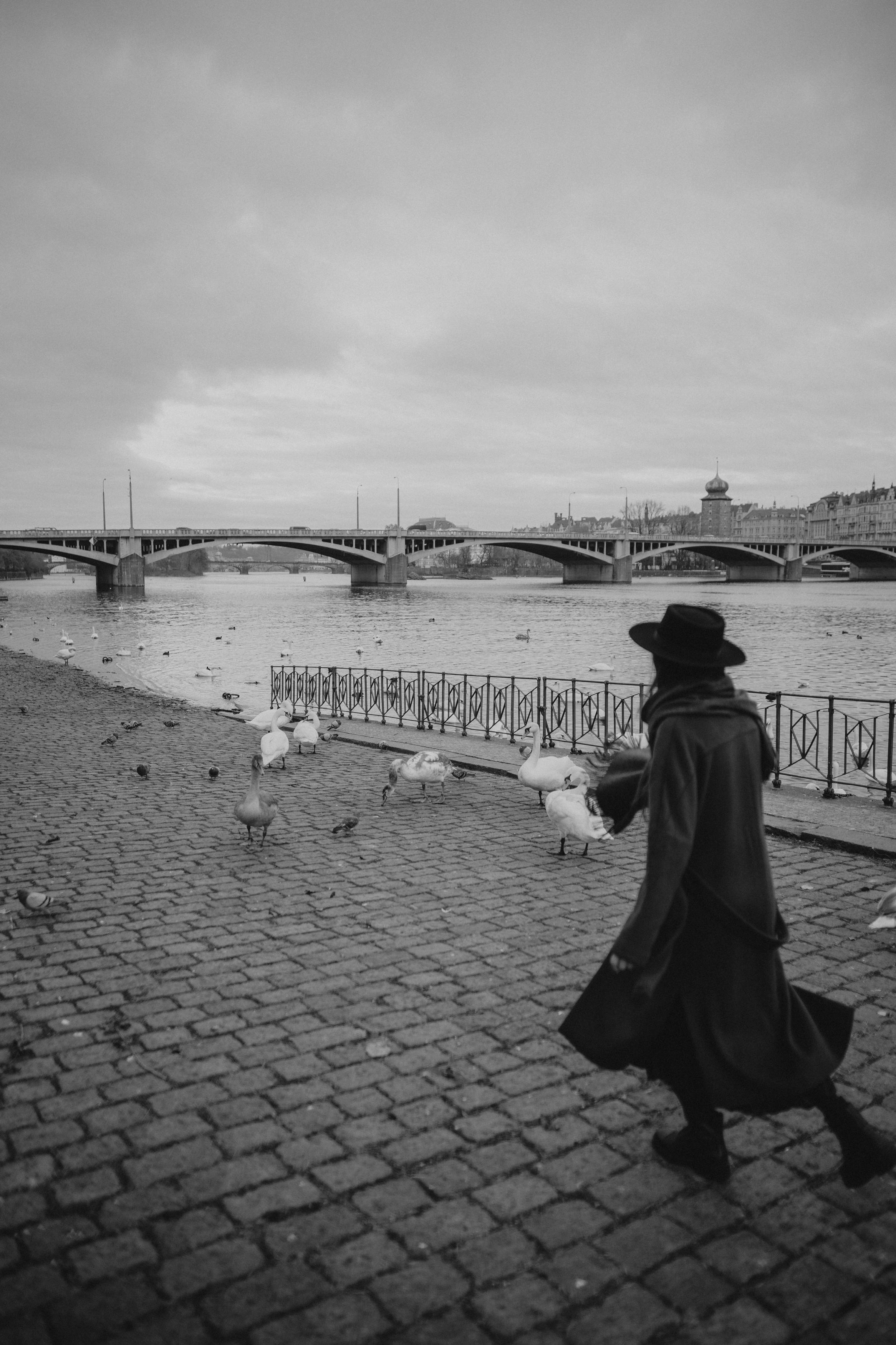 River, coat and birds. Фотограф в Праге Анна Лебедева