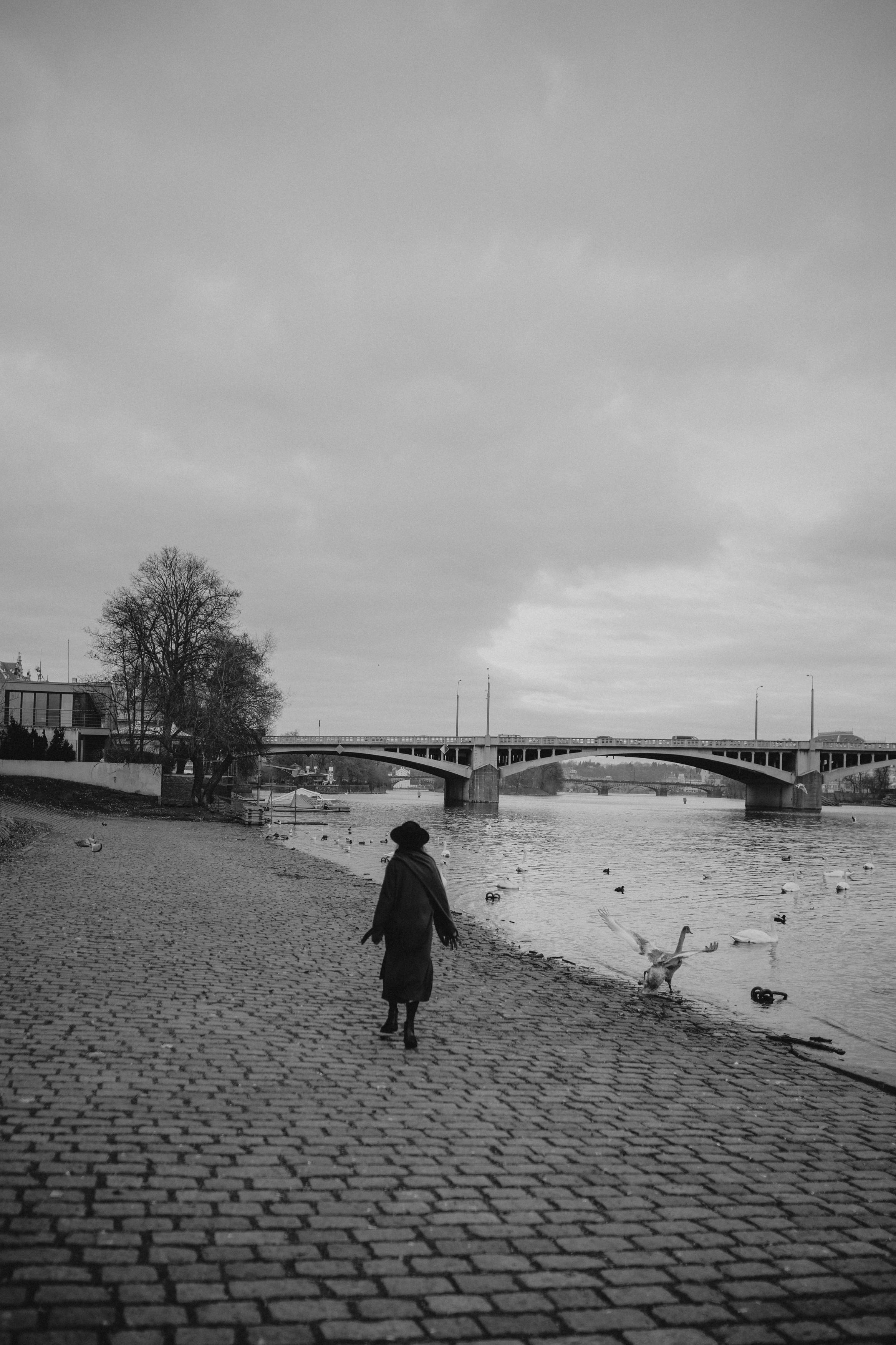 River, coat and birds. Фотограф в Праге Анна Лебедева