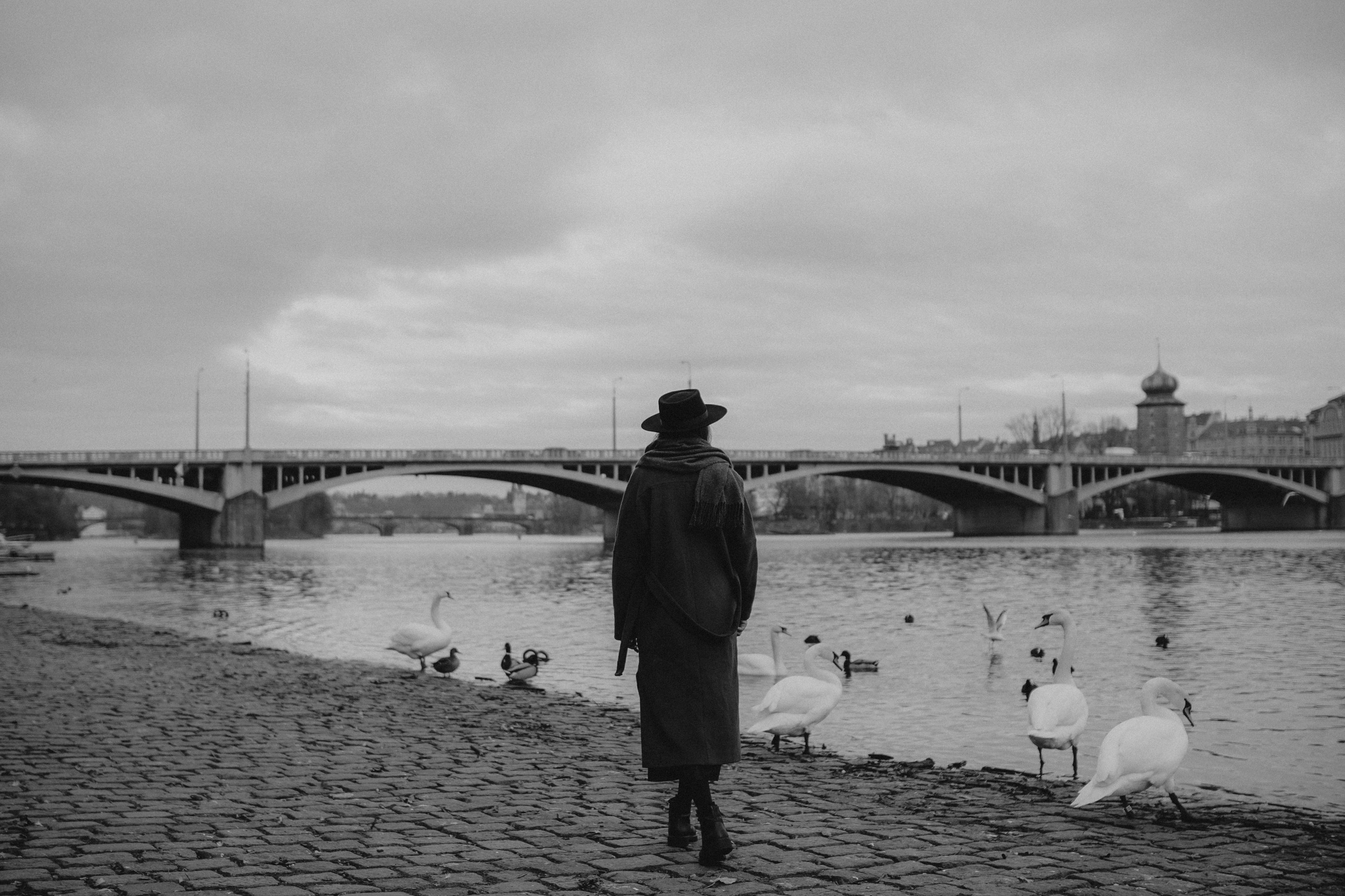 River, coat and birds. Фотограф в Праге Анна Лебедева