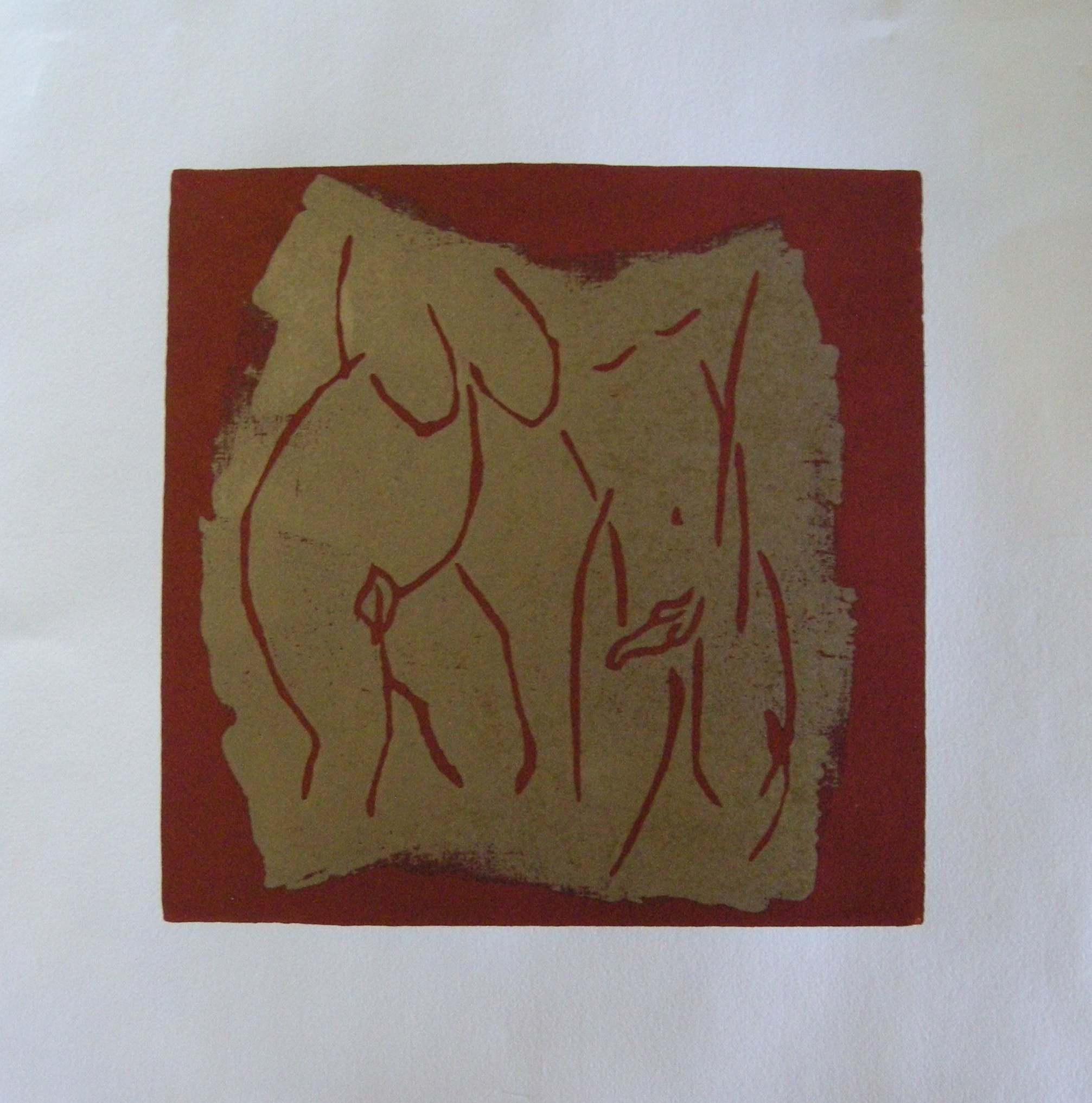 Akt rot-gold 2025 - 20x20 auf Papier 30x30
