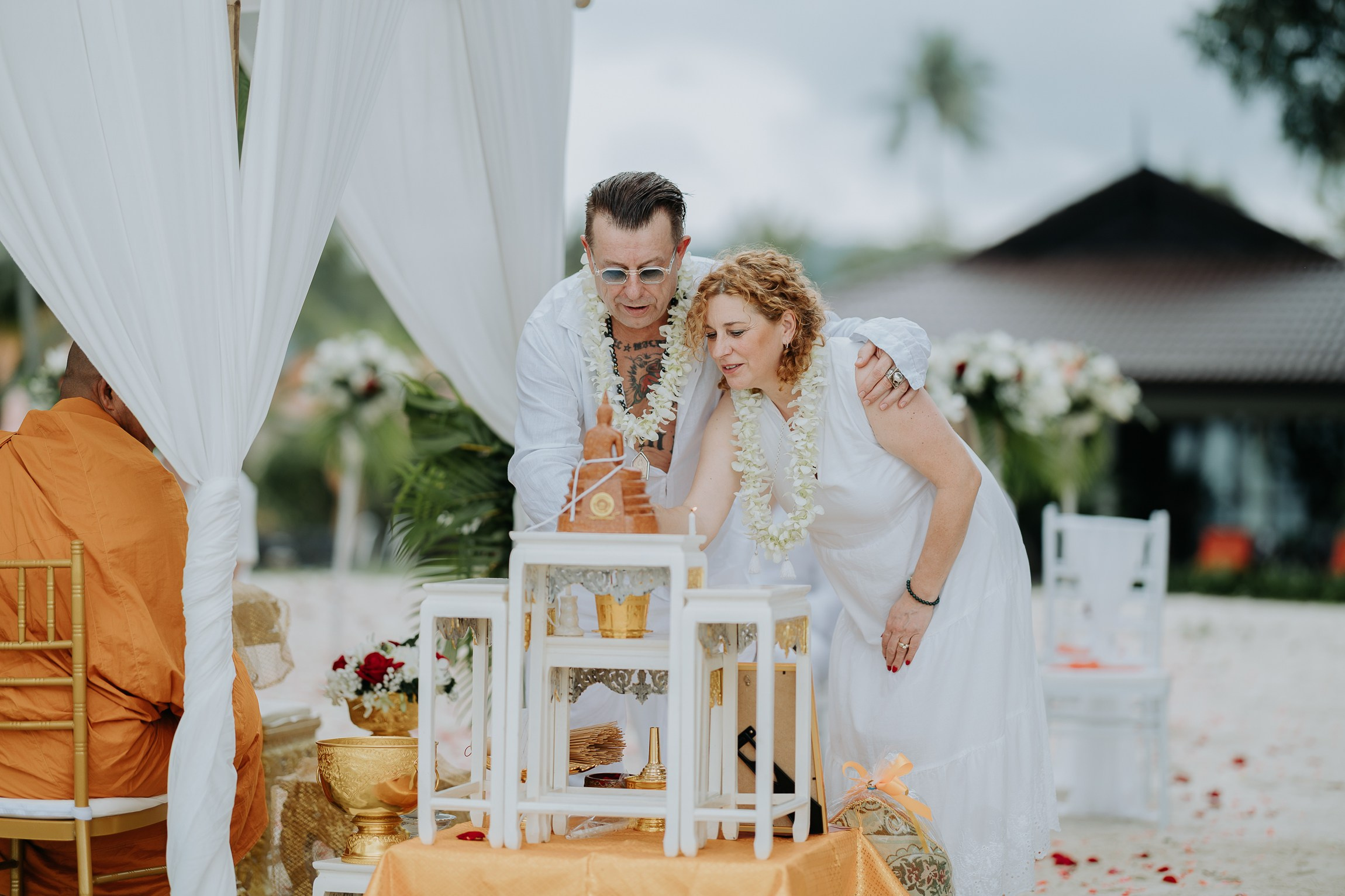 Simone & Matthias Peter. Buddhist blessing wedding Ceremony on Koh Samui, Thailand