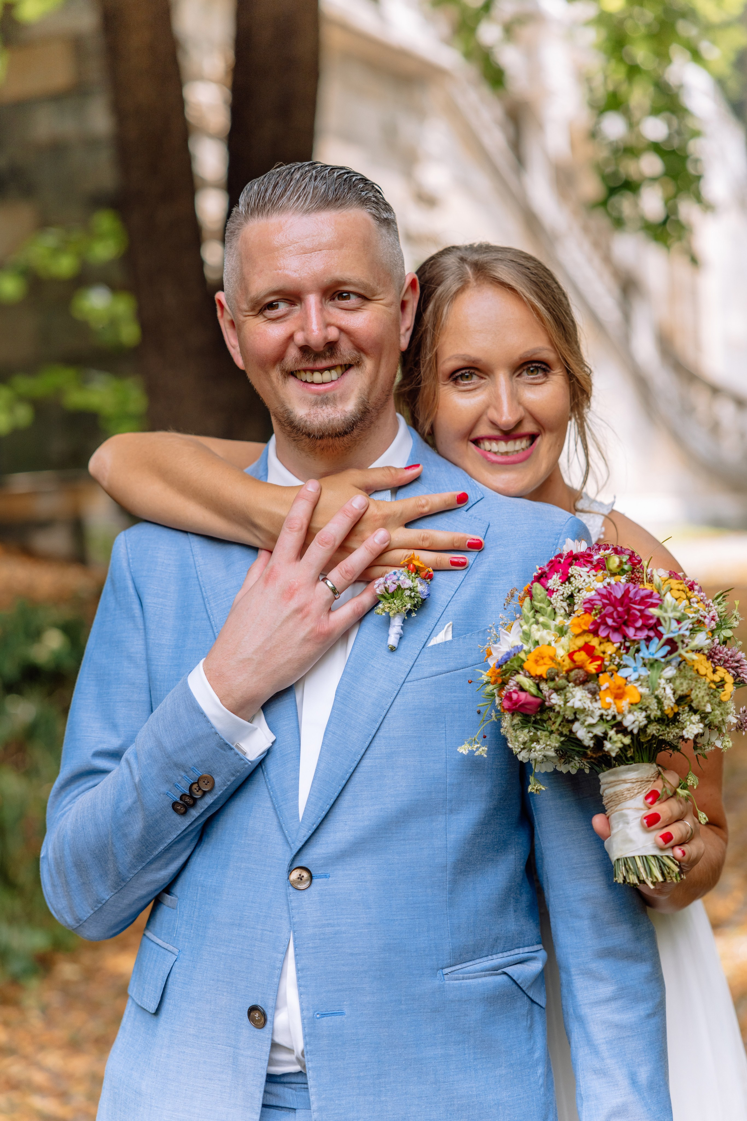 Sandra und Kevin: Standesamt Unterföring und Friedensengel. Hochzeitsfotograf München Taufe Familienfotograf Tanja Mauke