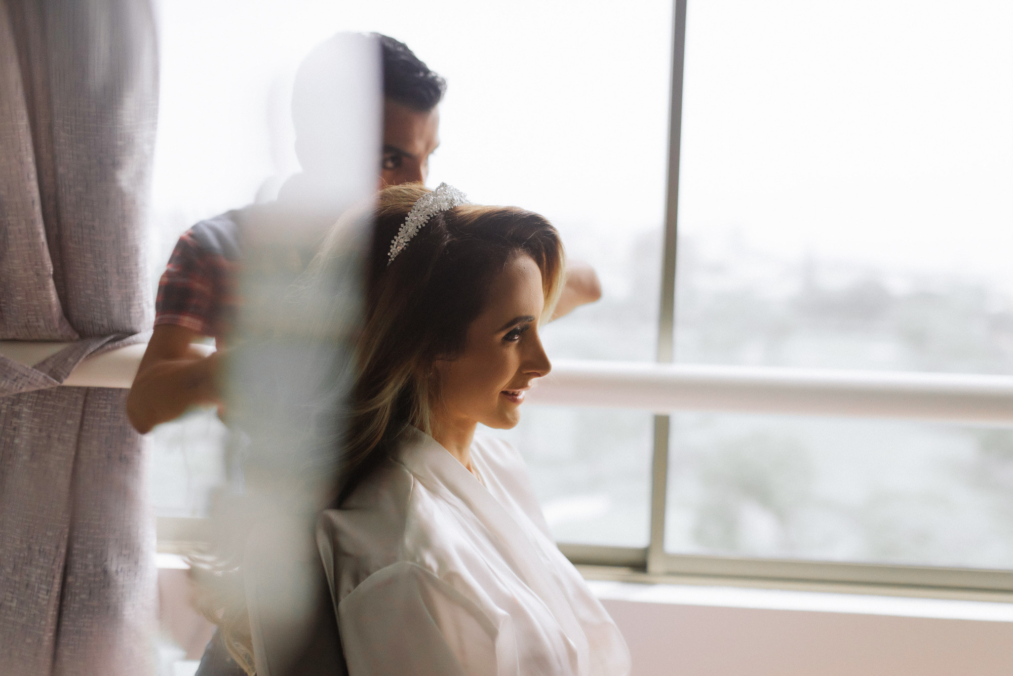 a woman getting her hair done in a salon