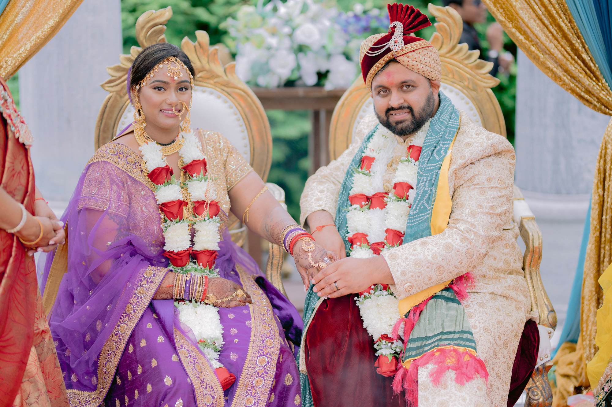 a man and woman in traditional indian attire