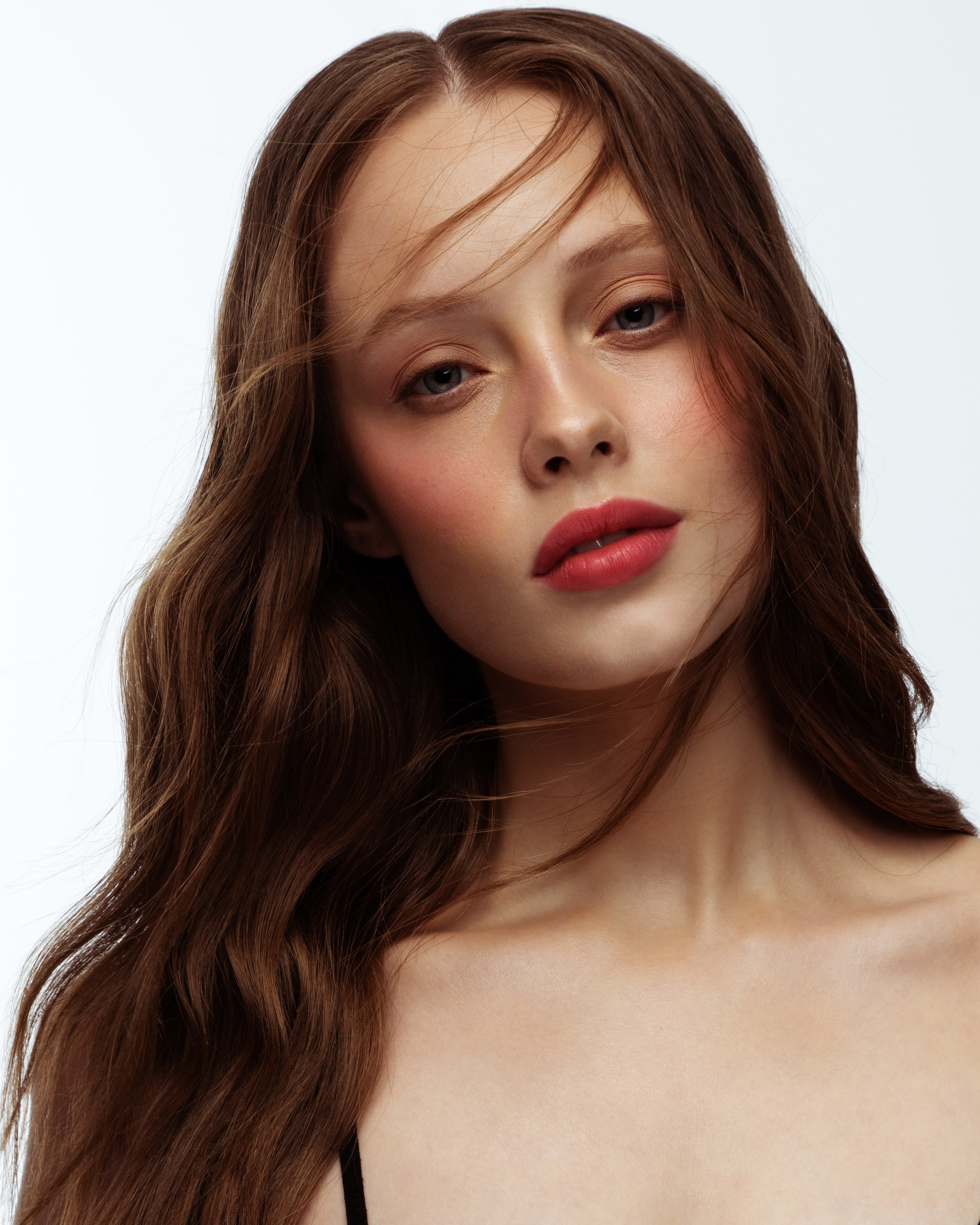 Editorial beauty photo with flawless digital retouching