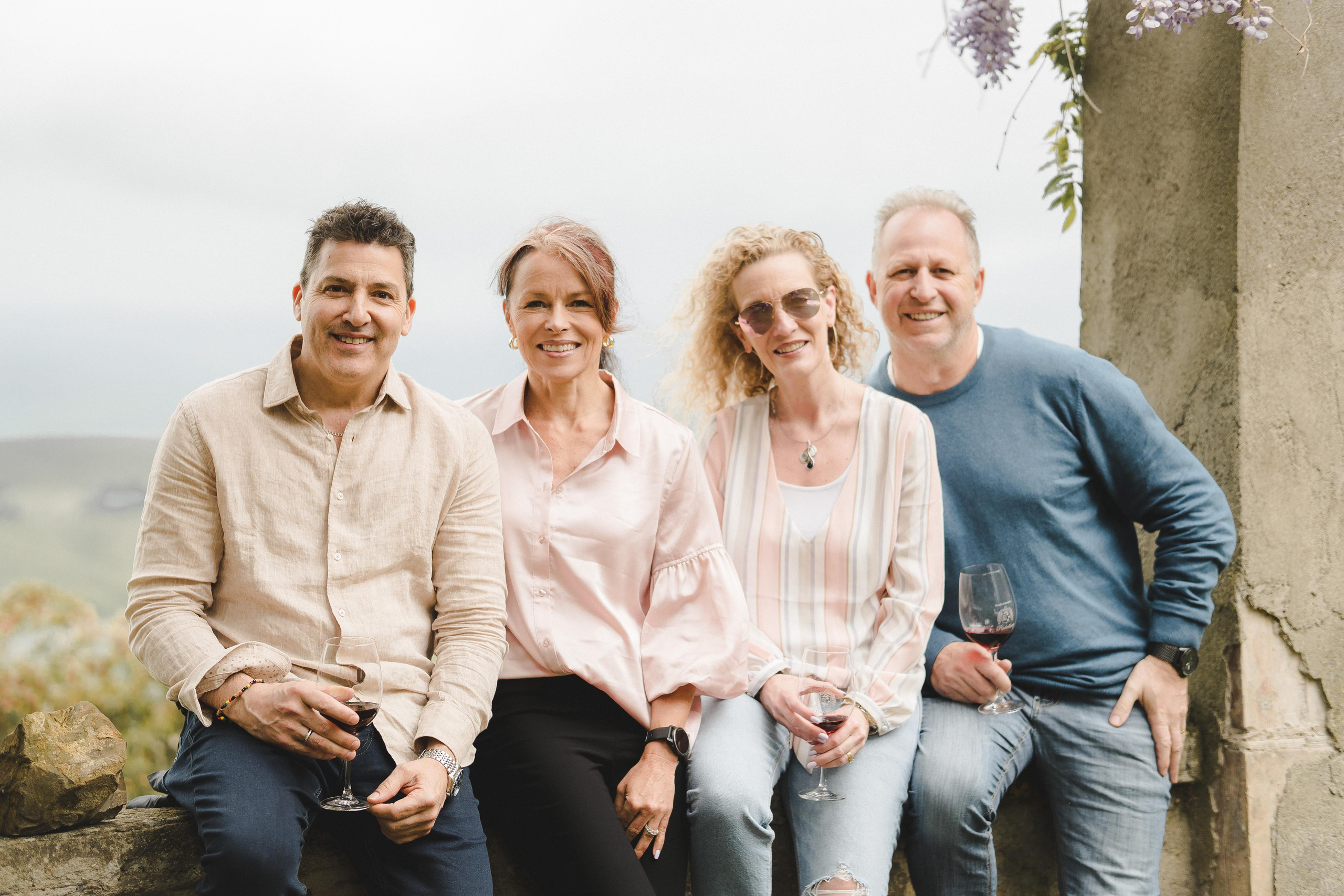 Group photo of a family in Tuscany