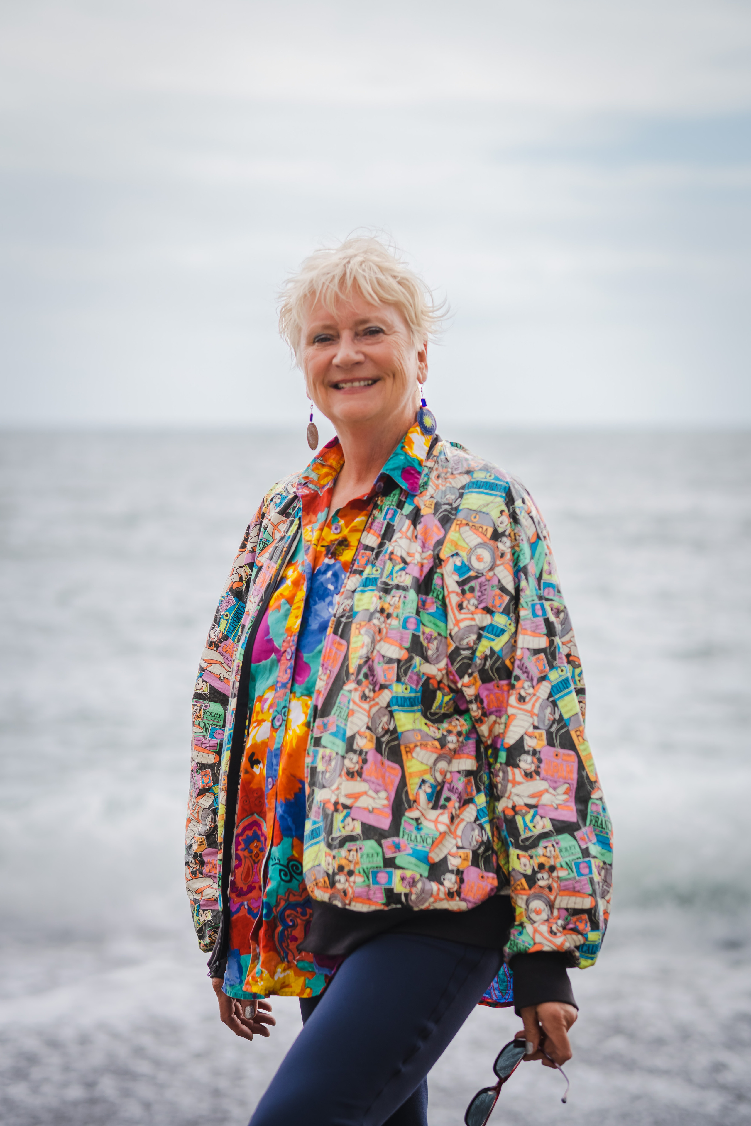 Fashionable old lady in Amalfi beach