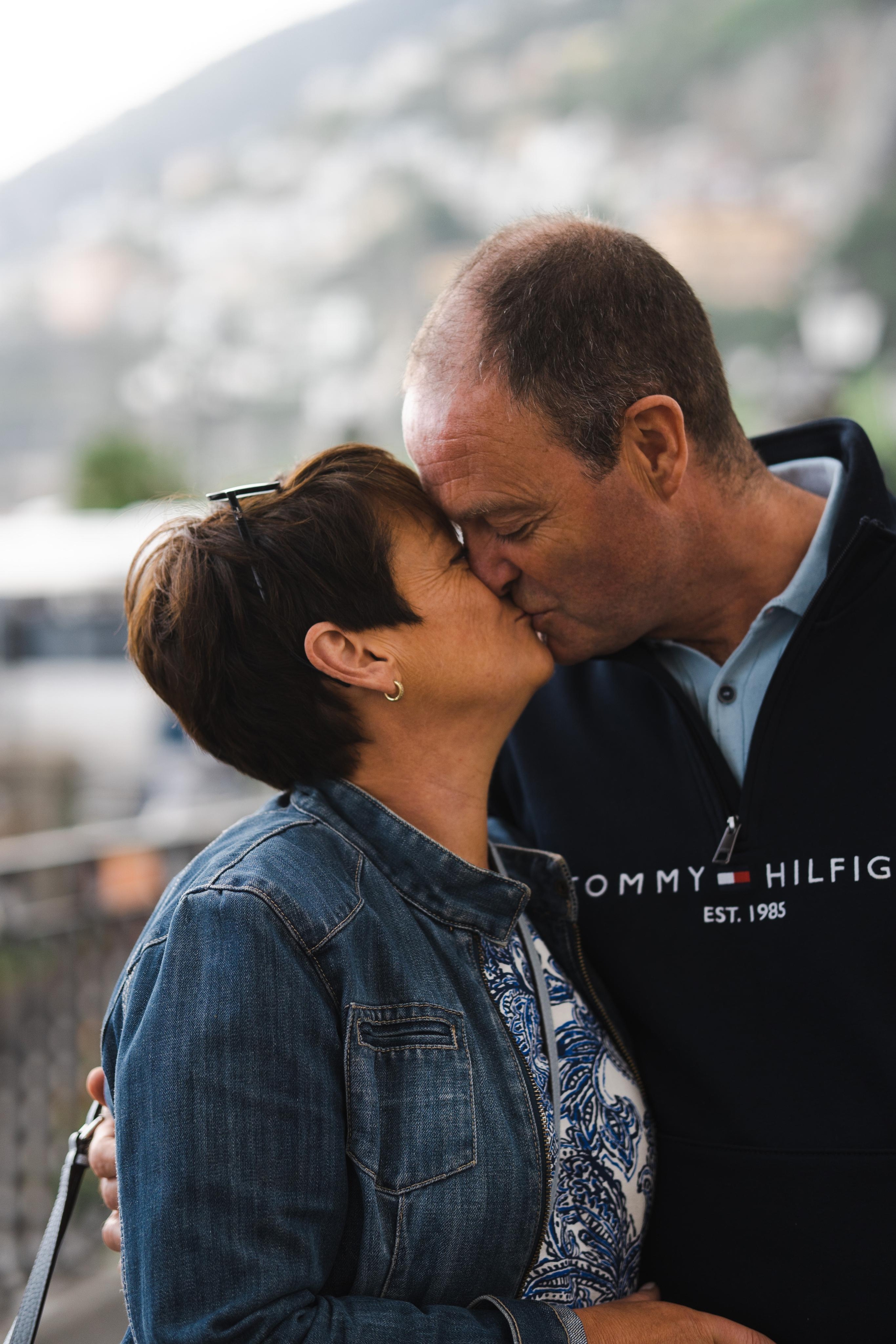 Kissing moment of Irish couple