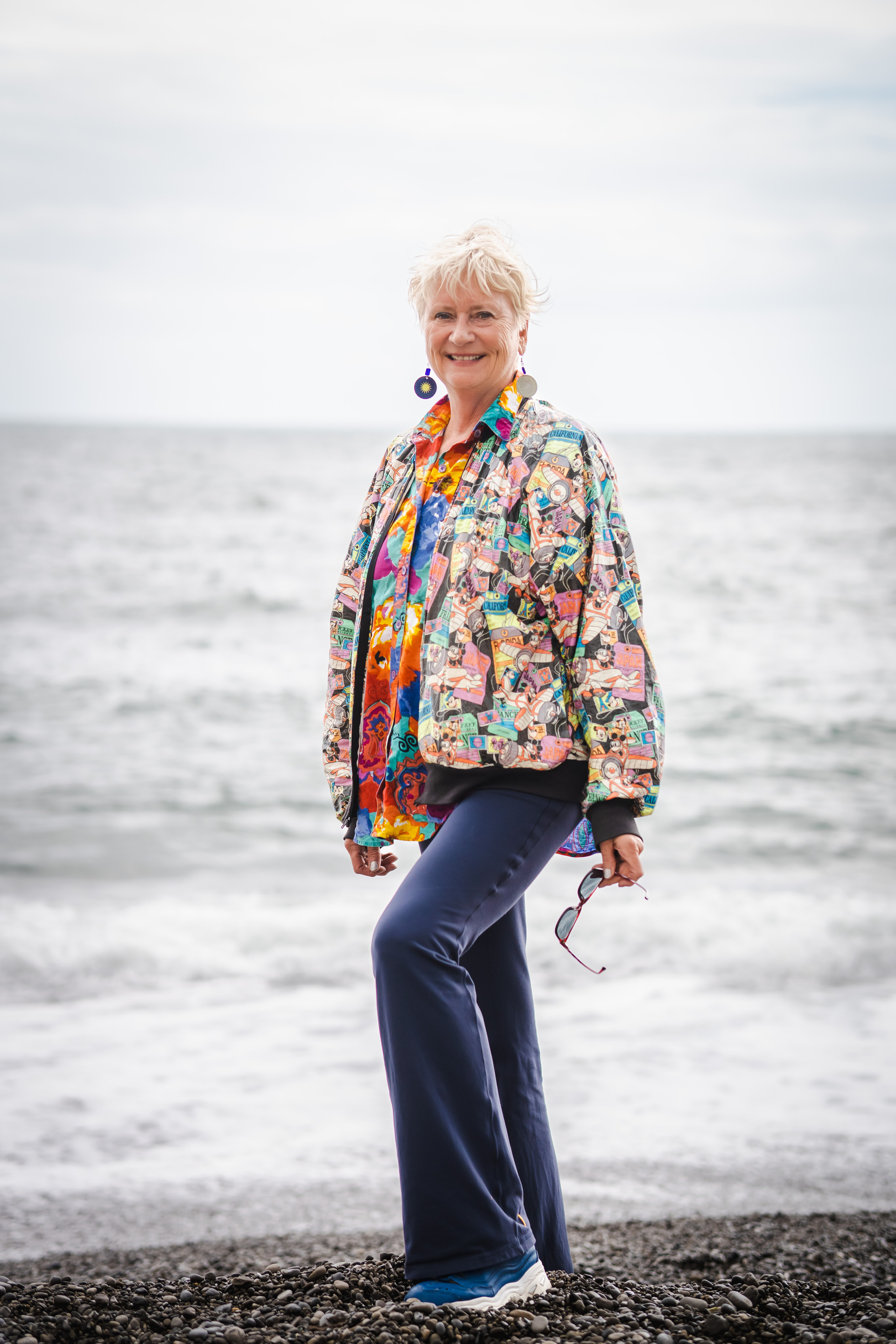 Fashionable old lady in Amalfi beach
