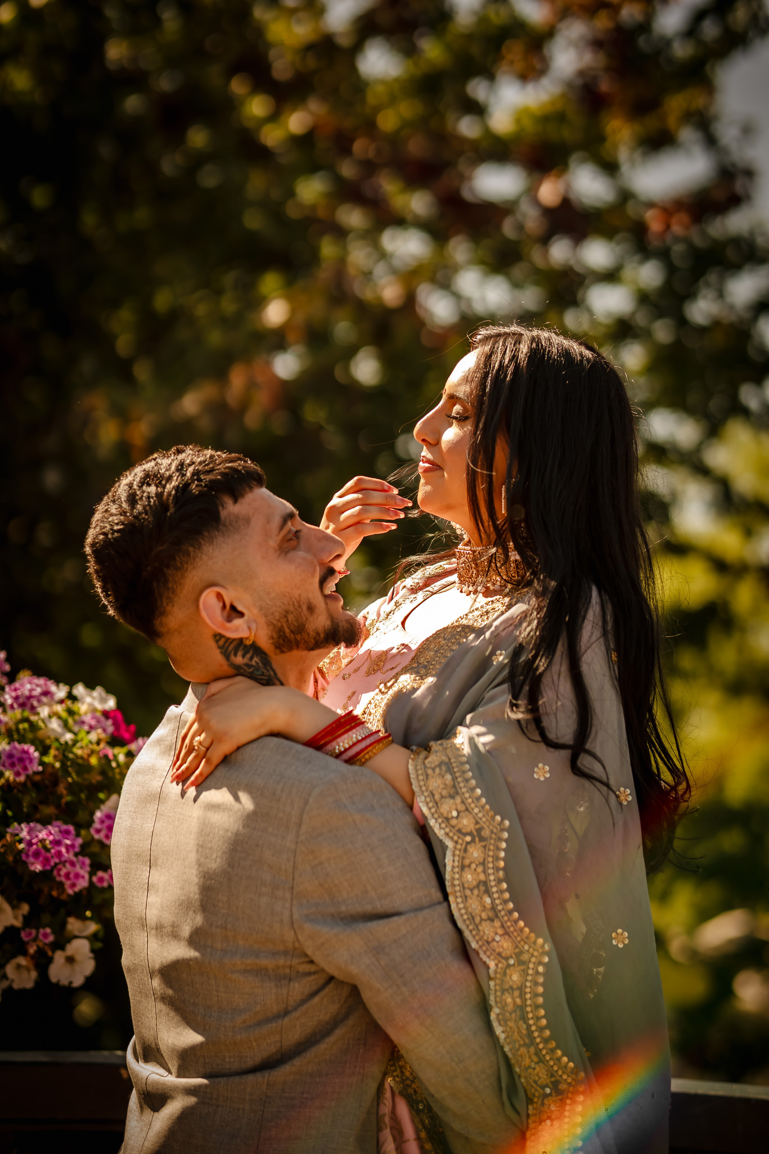 a man lifting his wife