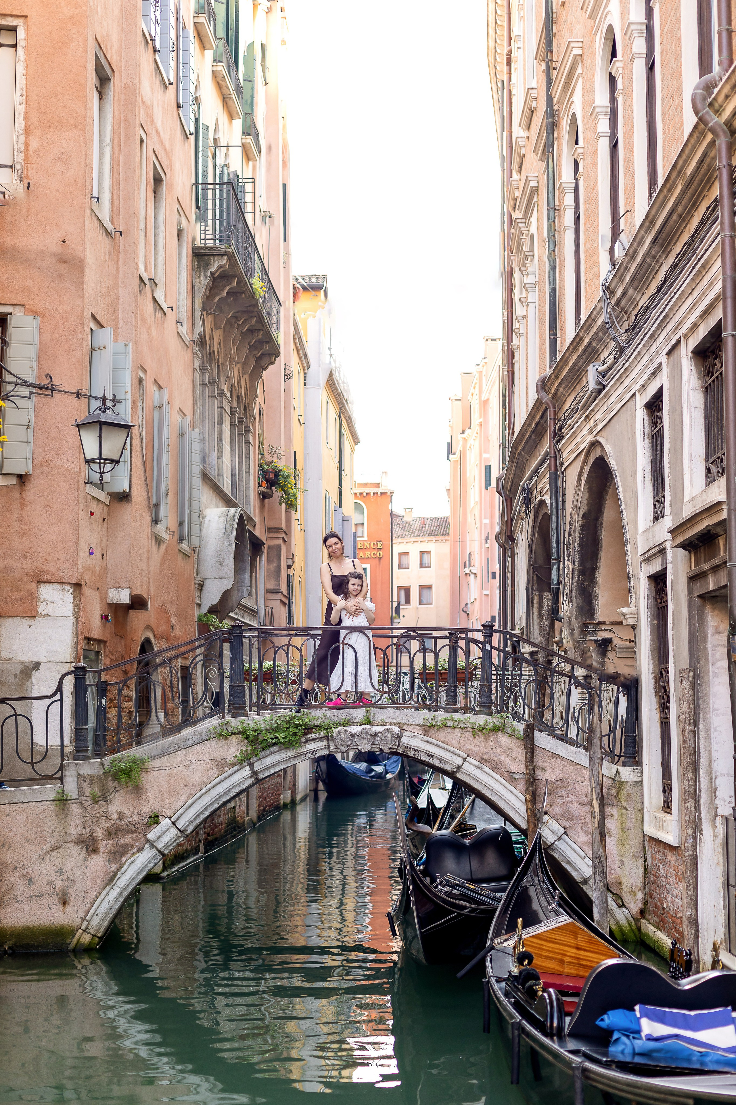 Mother and daughter at sunrise
