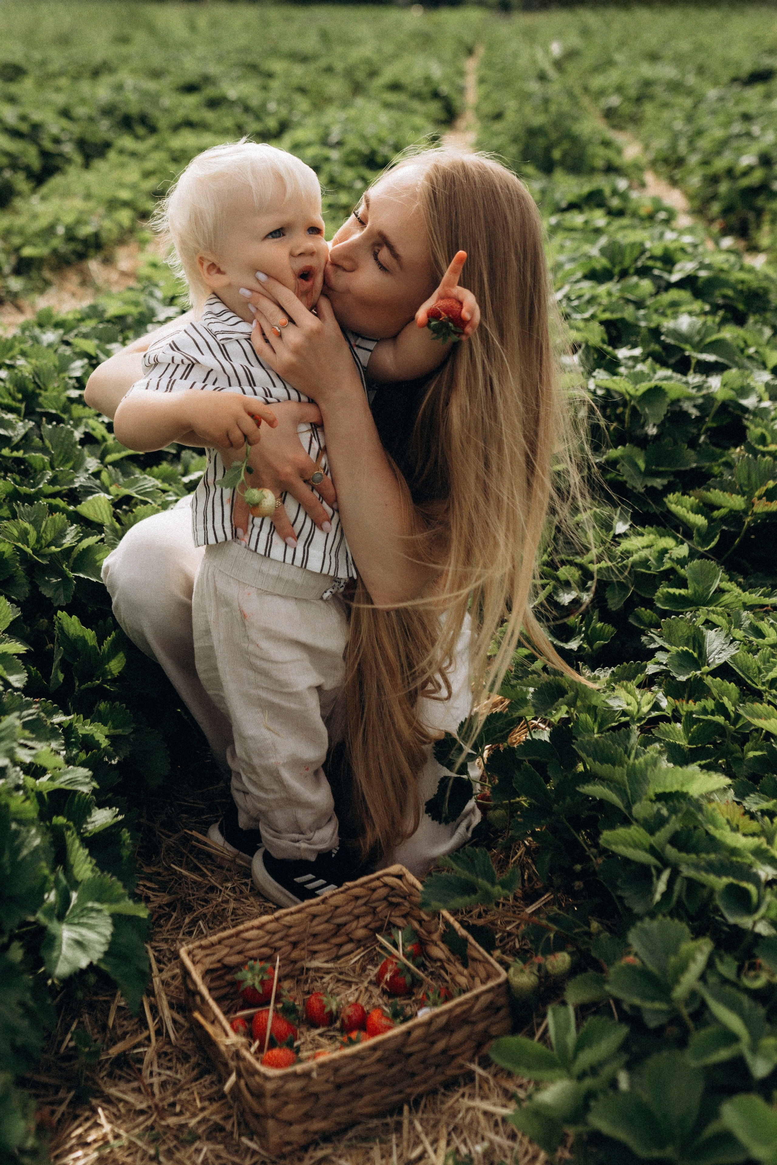Семейная фотосессия в клубнике. Семейный фотограф Лейпциг, Германия