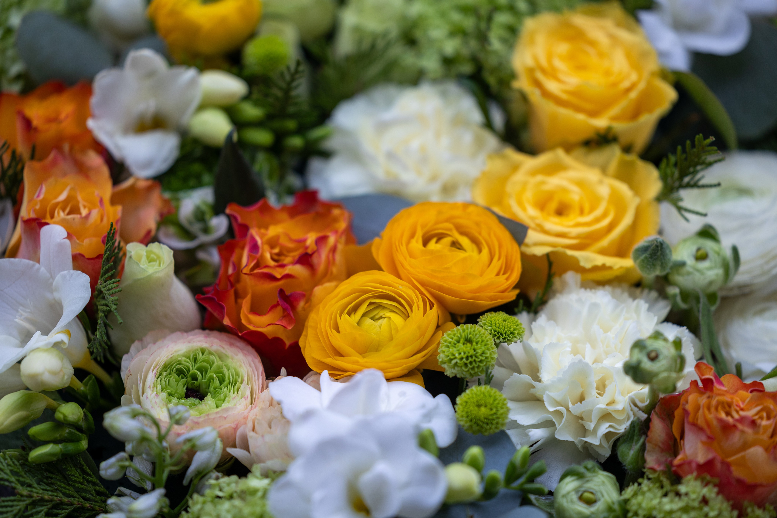 En hyldest i lys og glæde Dette hjerte i hvid og gul tilbyder en smuk og elegant måde at ære den afdødes minde på ved begravelsen. De to farver symboliserer lys, glæde og håb, og skaber en varm og fredfyldt atmosfære i en svær stund.