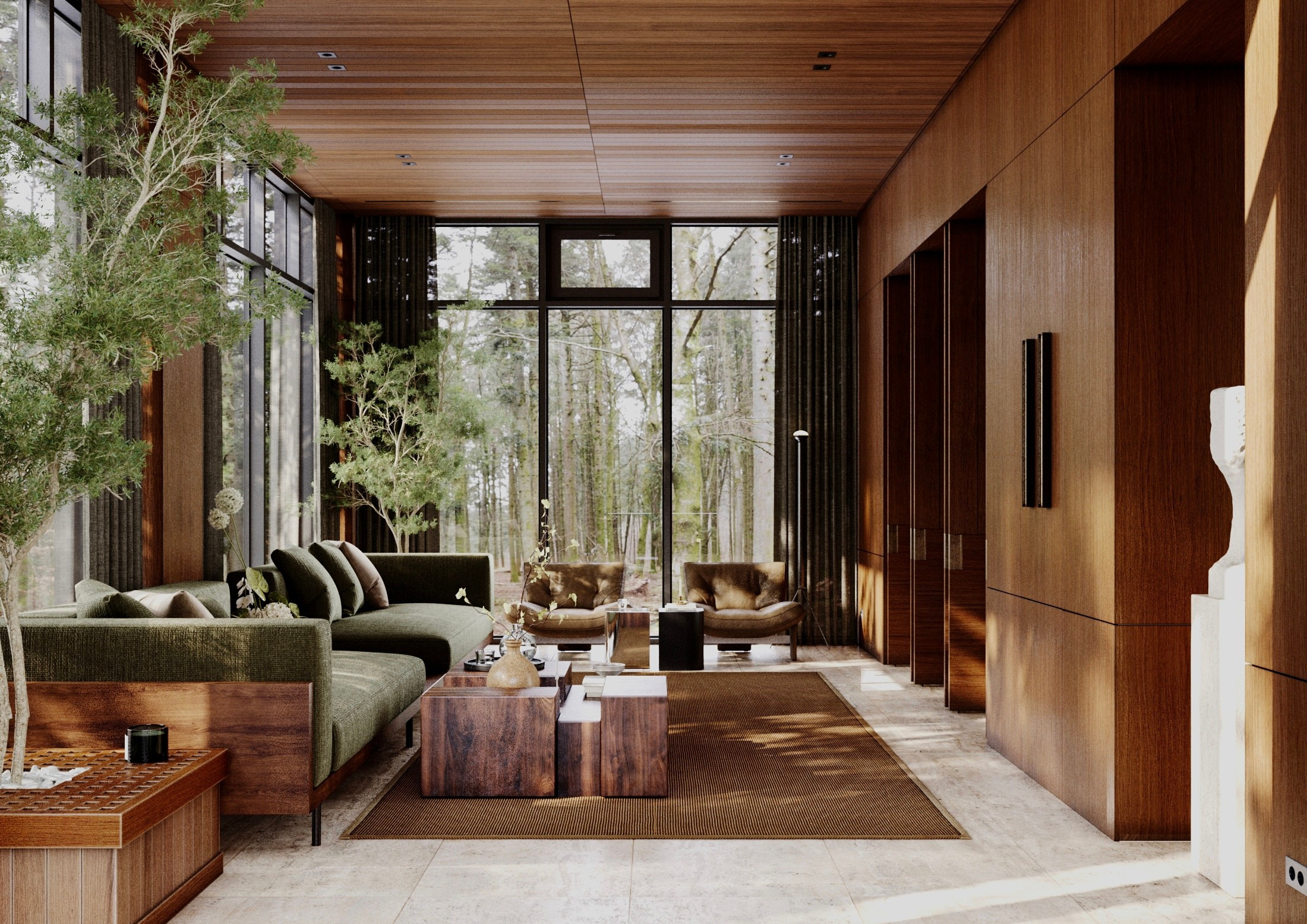 House Okhtinsky Park | Terrace. Interior and object 3D visualization