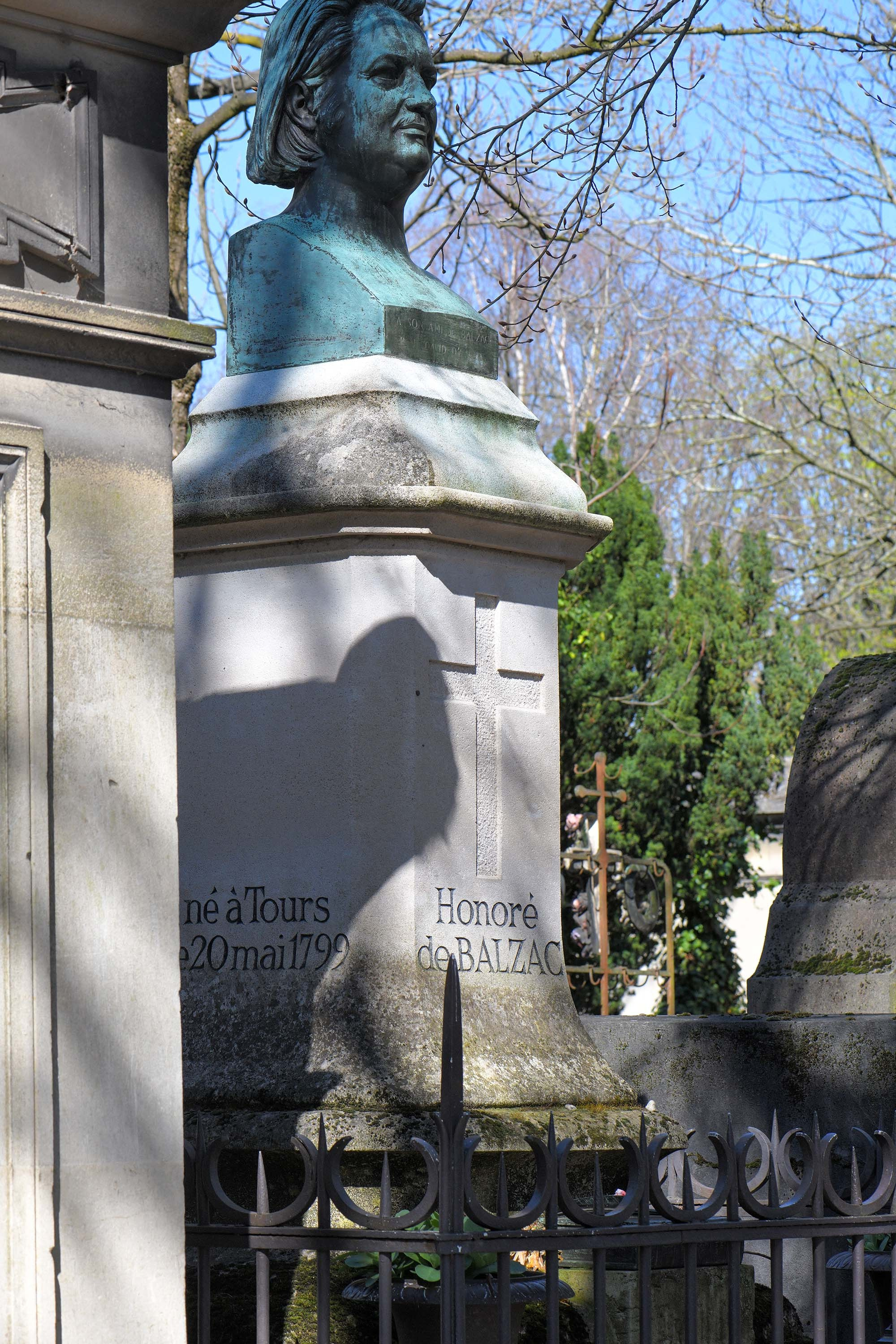 Honoré de Balzac's grave at Père Lachaise Cemetery in Paris, France.