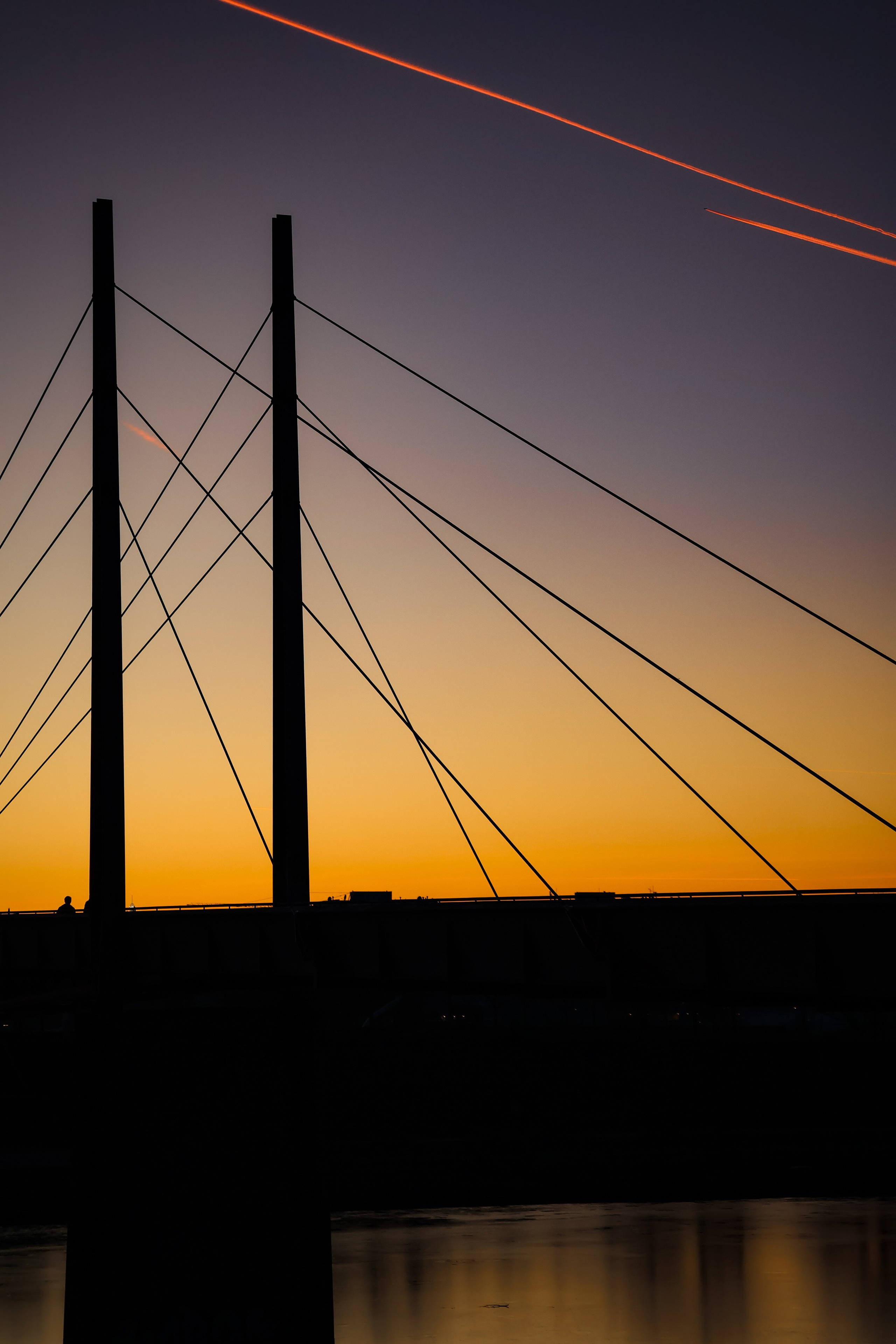 Sunset over a bridge in Vienna