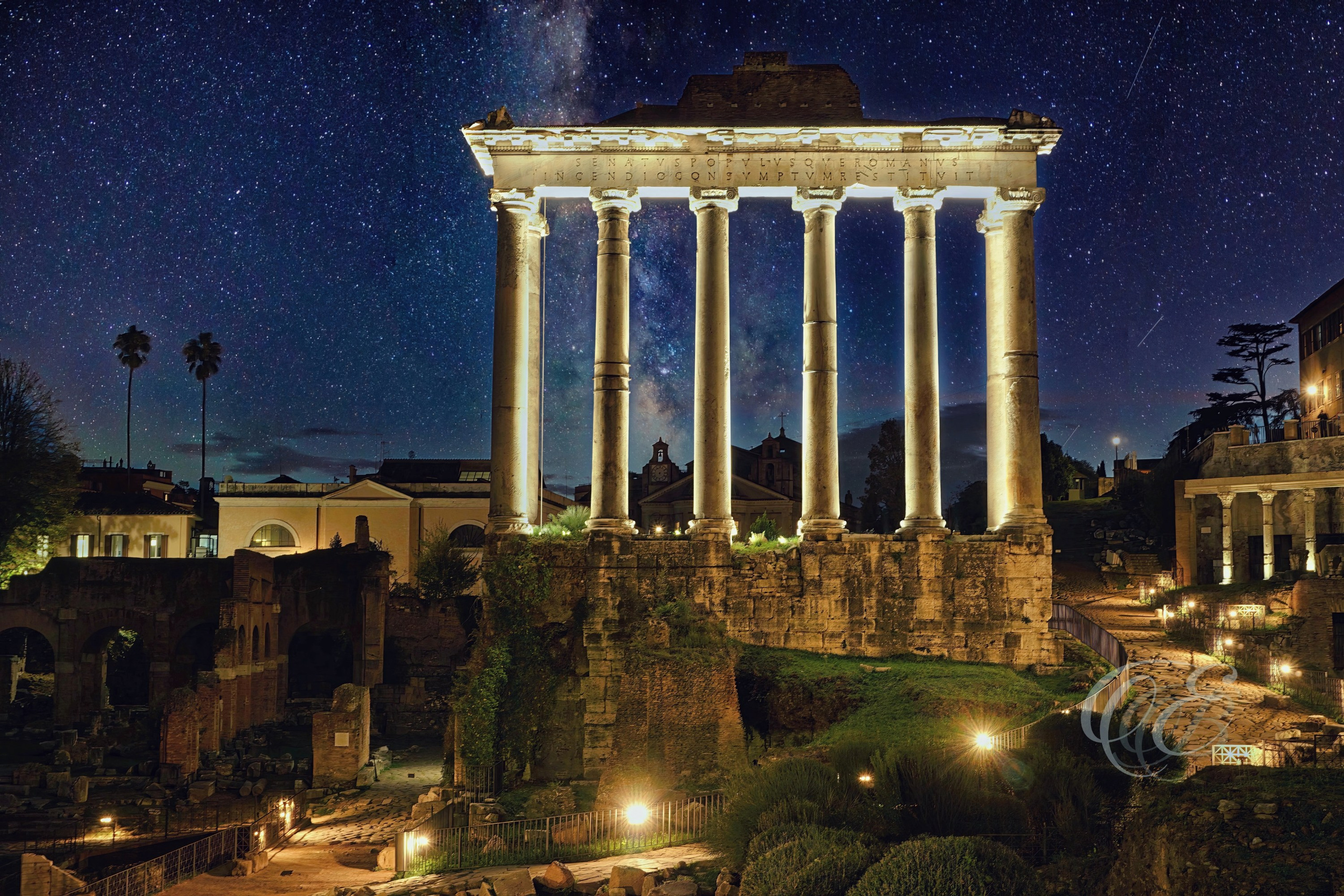 Rome Italy - Night view of the Roman Forum - Eduardo Bartoli Fine Art Photography - External view of the Colosseum in Rome, Italy – fine art photography by Eduardo Bartoli.