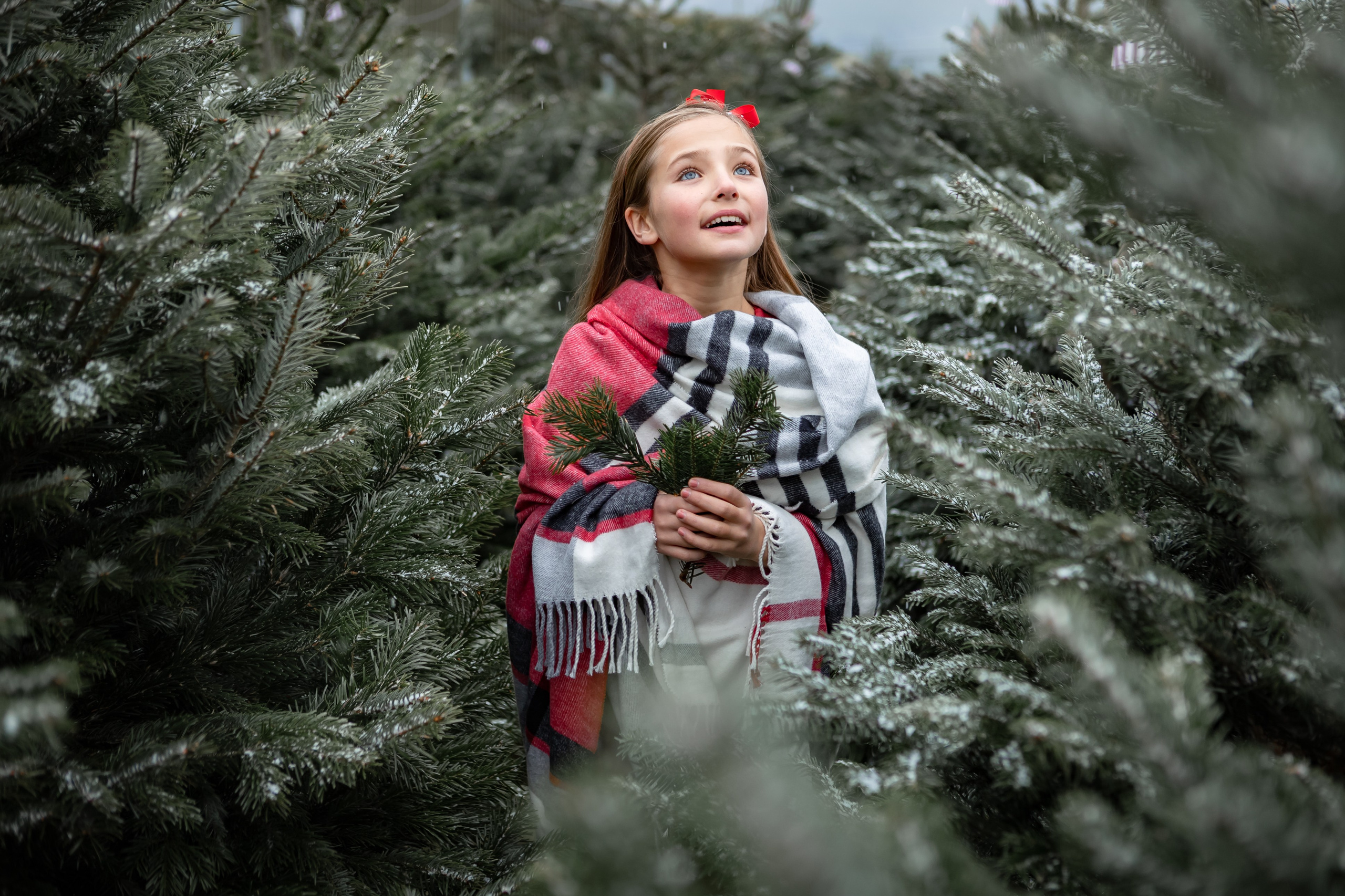 Weihnachts-Fotoshooting im Freien. Adelya Tomin