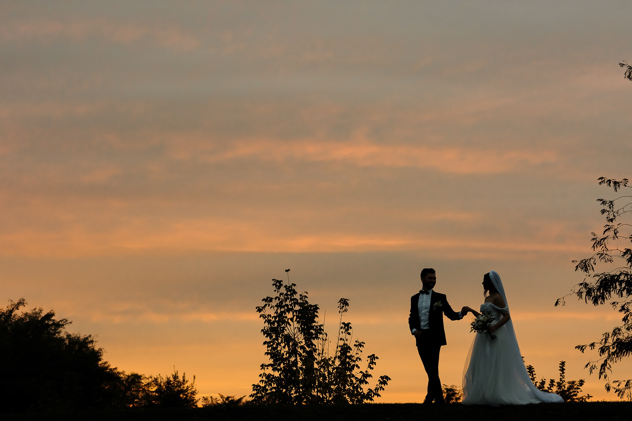 cadre unice apus la nunta in gradina