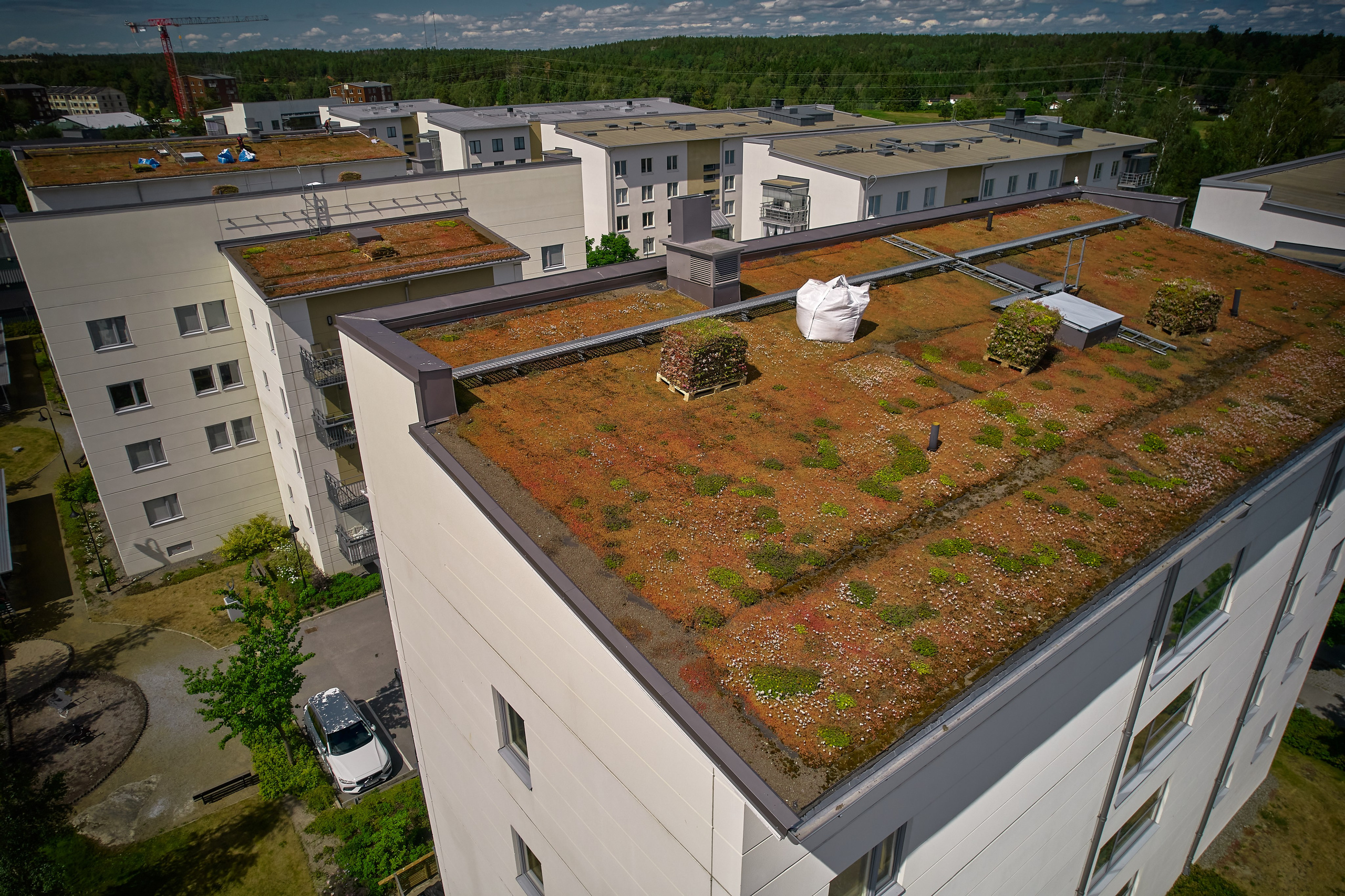 Drönarfoto av tak – dokumentation av takbyte för byggföretag.