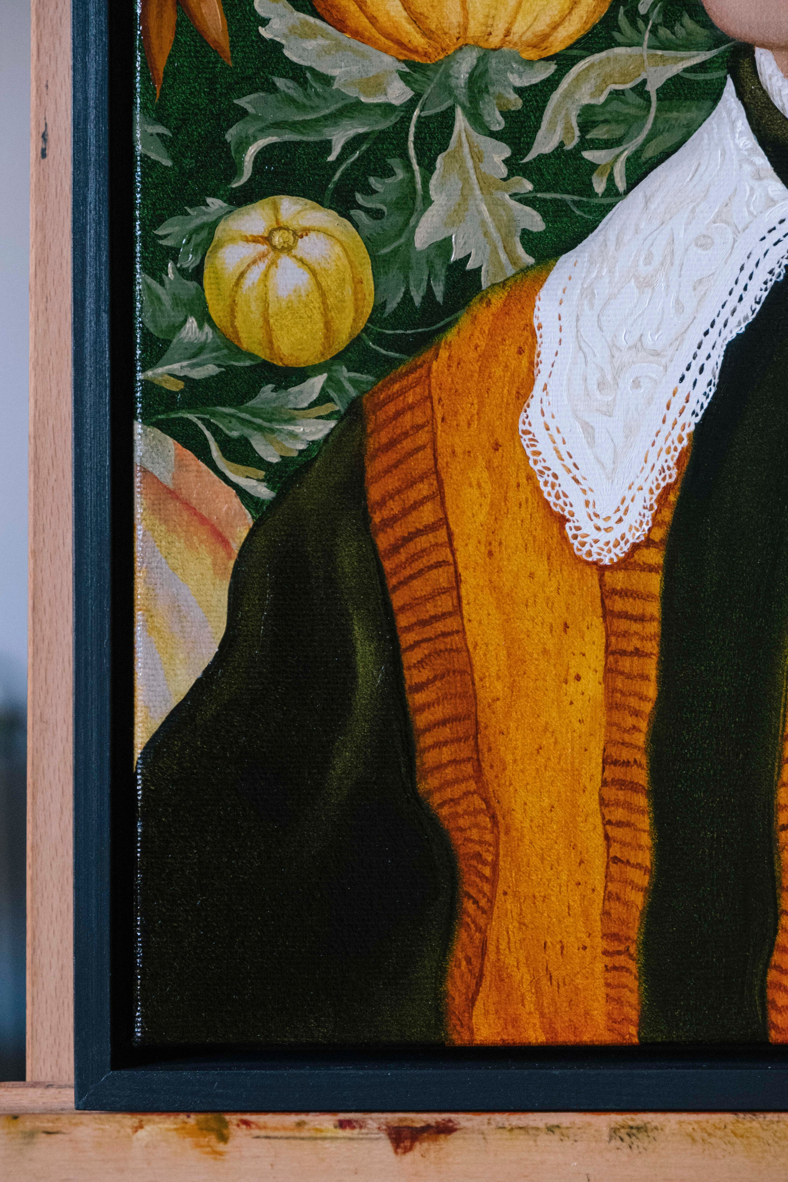 Portrait on a Background of Fruits. ELEN BEZHEN