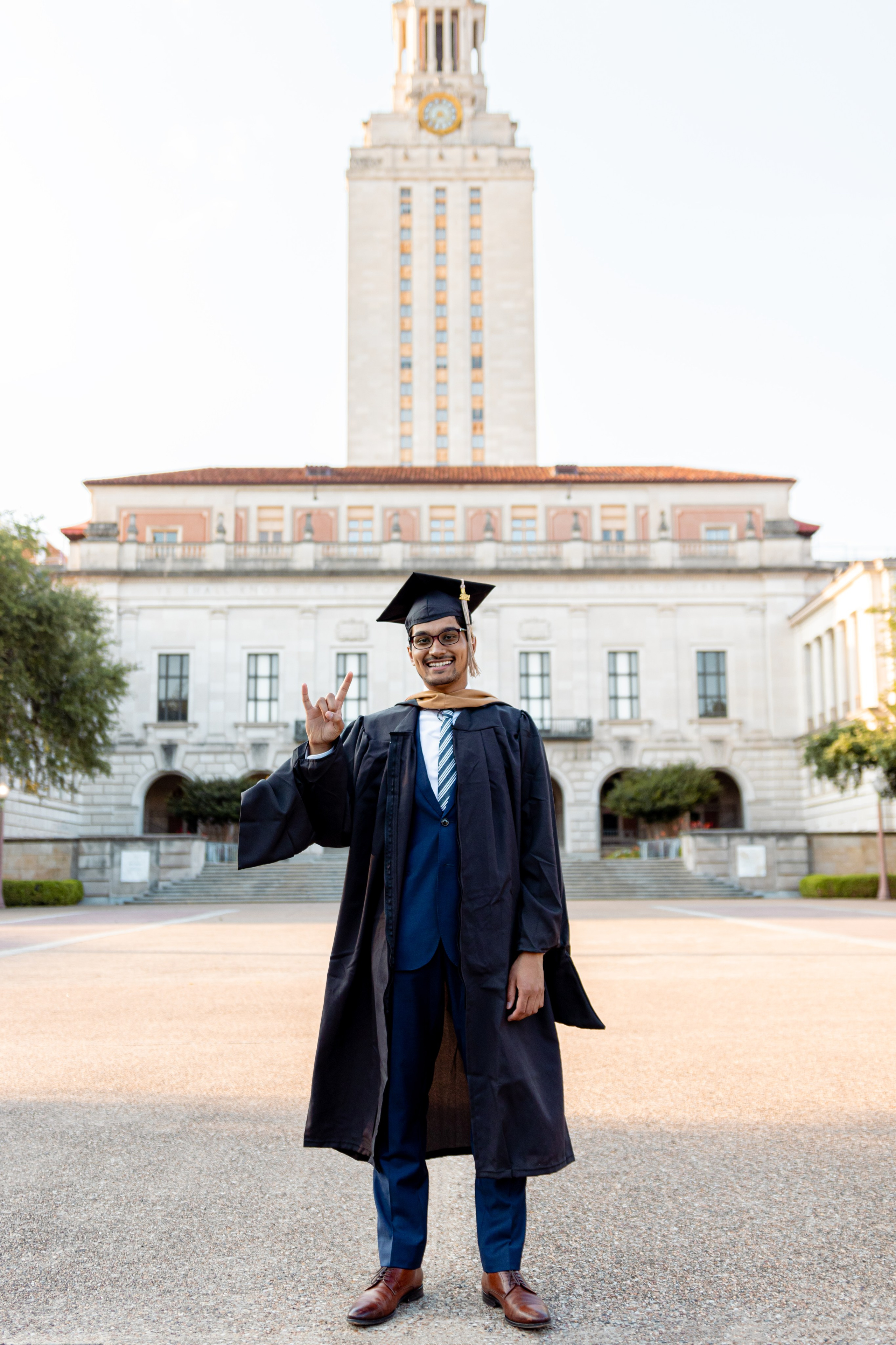 Samir's graduation photoshoot at the University of Texas Austin