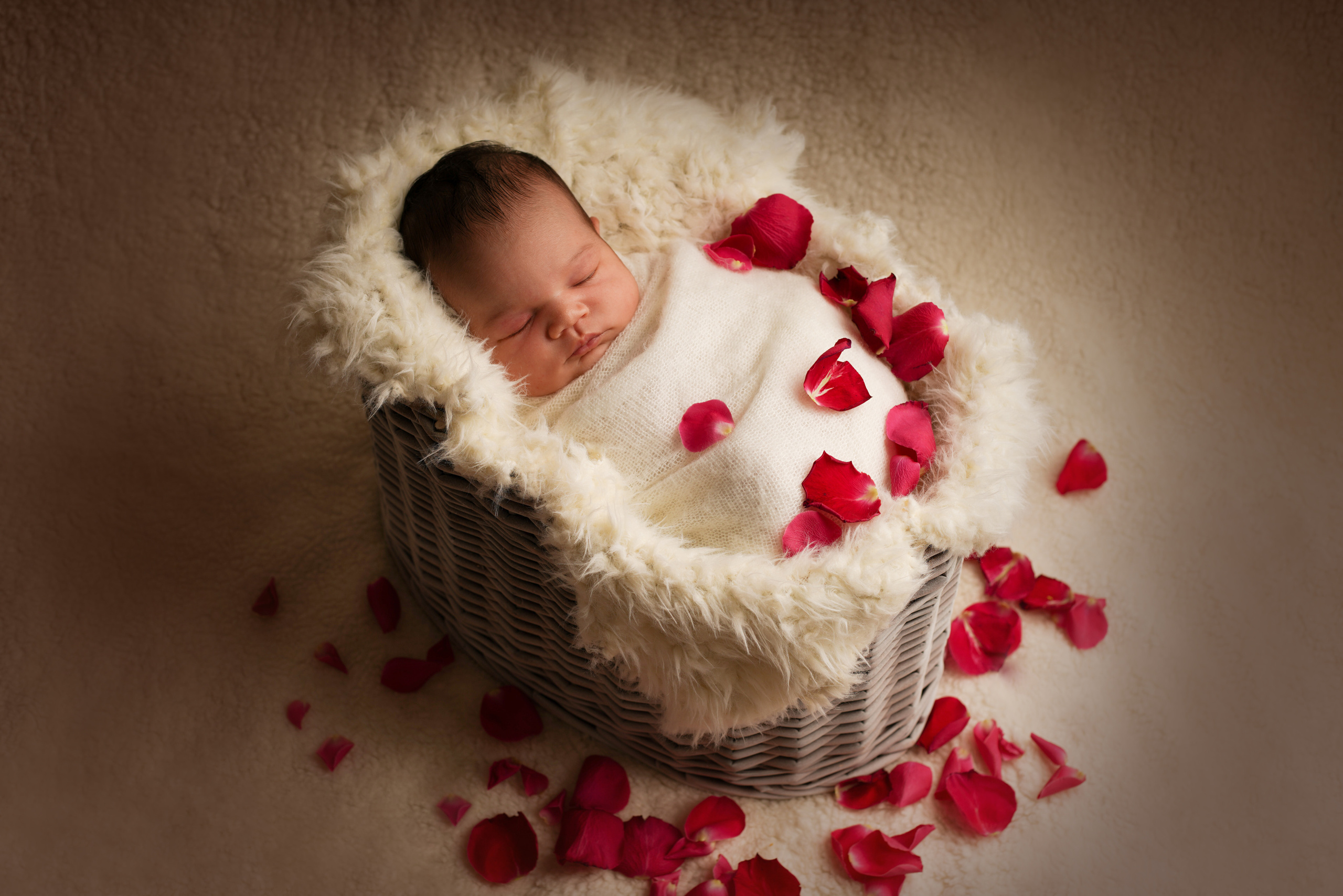 Neugeborenes Mädchen im Babystudio. Neugeborenenfotografin und Retoucher in Augsburg Nastassia Schneider