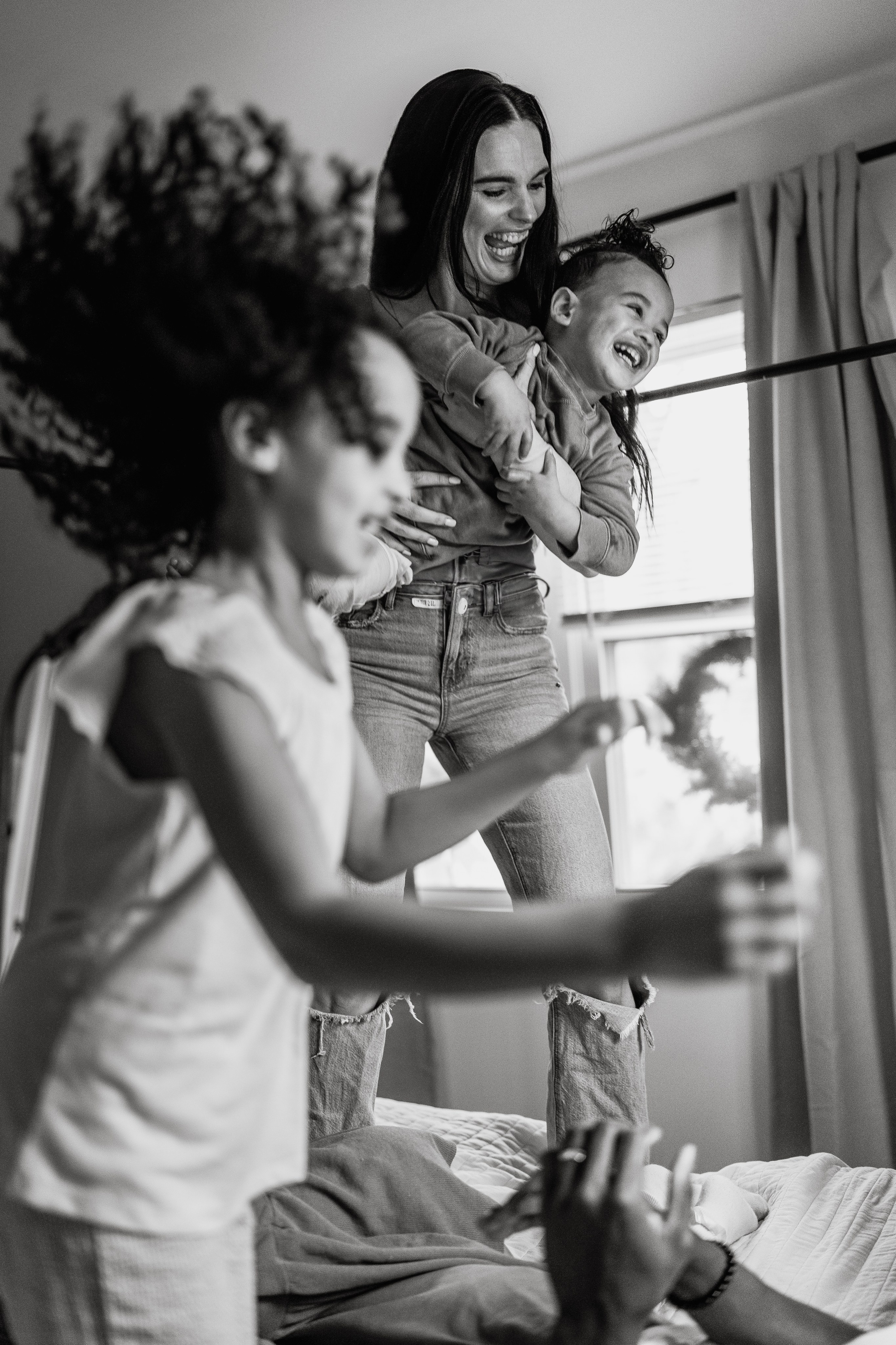 Stephanie, Lamar and kids at home. Wedding and family photographer and videographer PA, NJ, NY, DE, MD