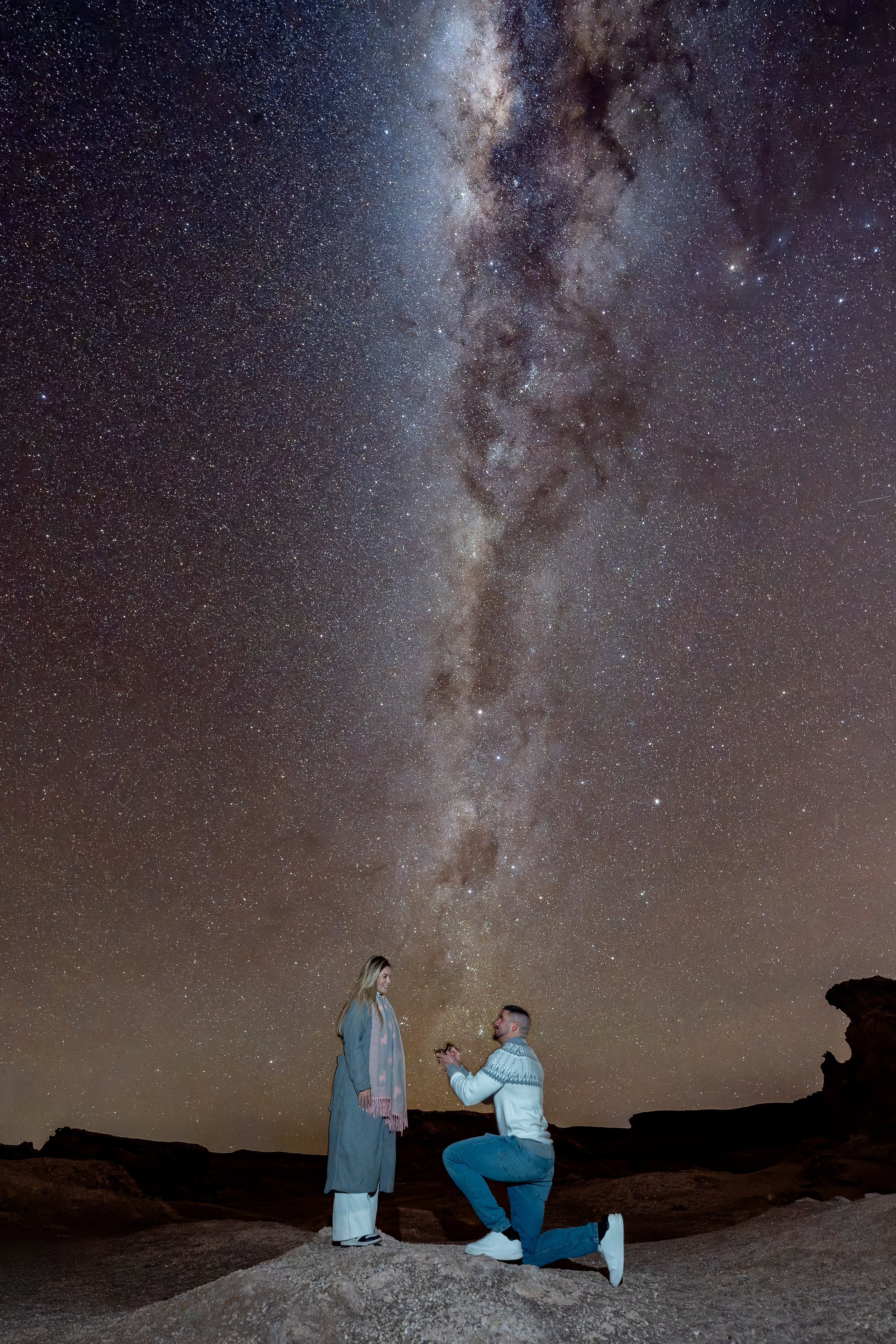 Vallecito Noturno — Pedido de casamento. Fotografo en San Pedro de Atacama