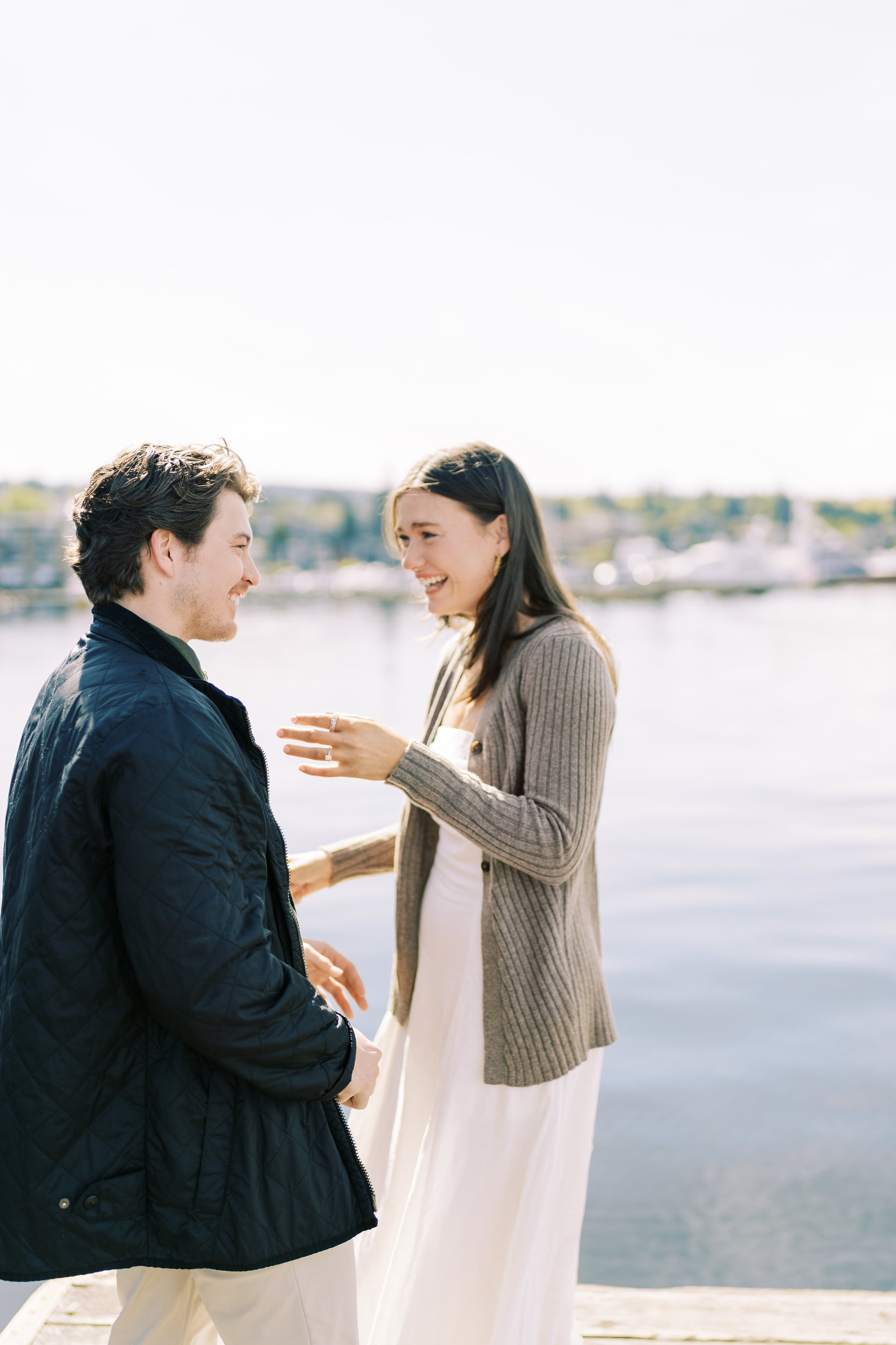 Engagement photo shoot Jake & Caroline / May 2024. Marina Park|Kirkland, WA. EVAN ARISTOV WEDDING PHOTOGRAPHY — Seattle Wedding Photographer