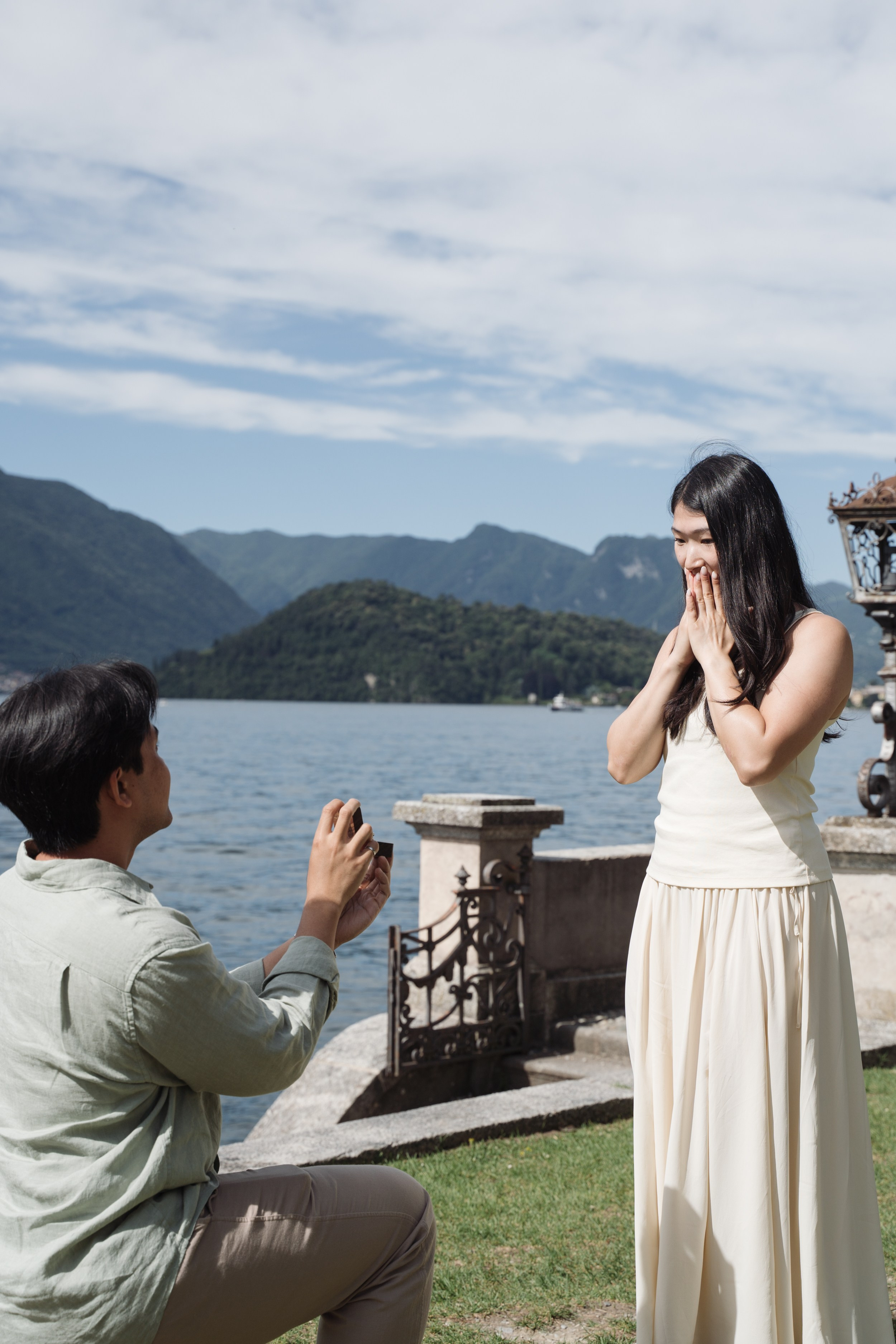 Tremezzo Sunrise Proposal. Lake Como Proposal Photographer | Surprise Proposals & Engagements