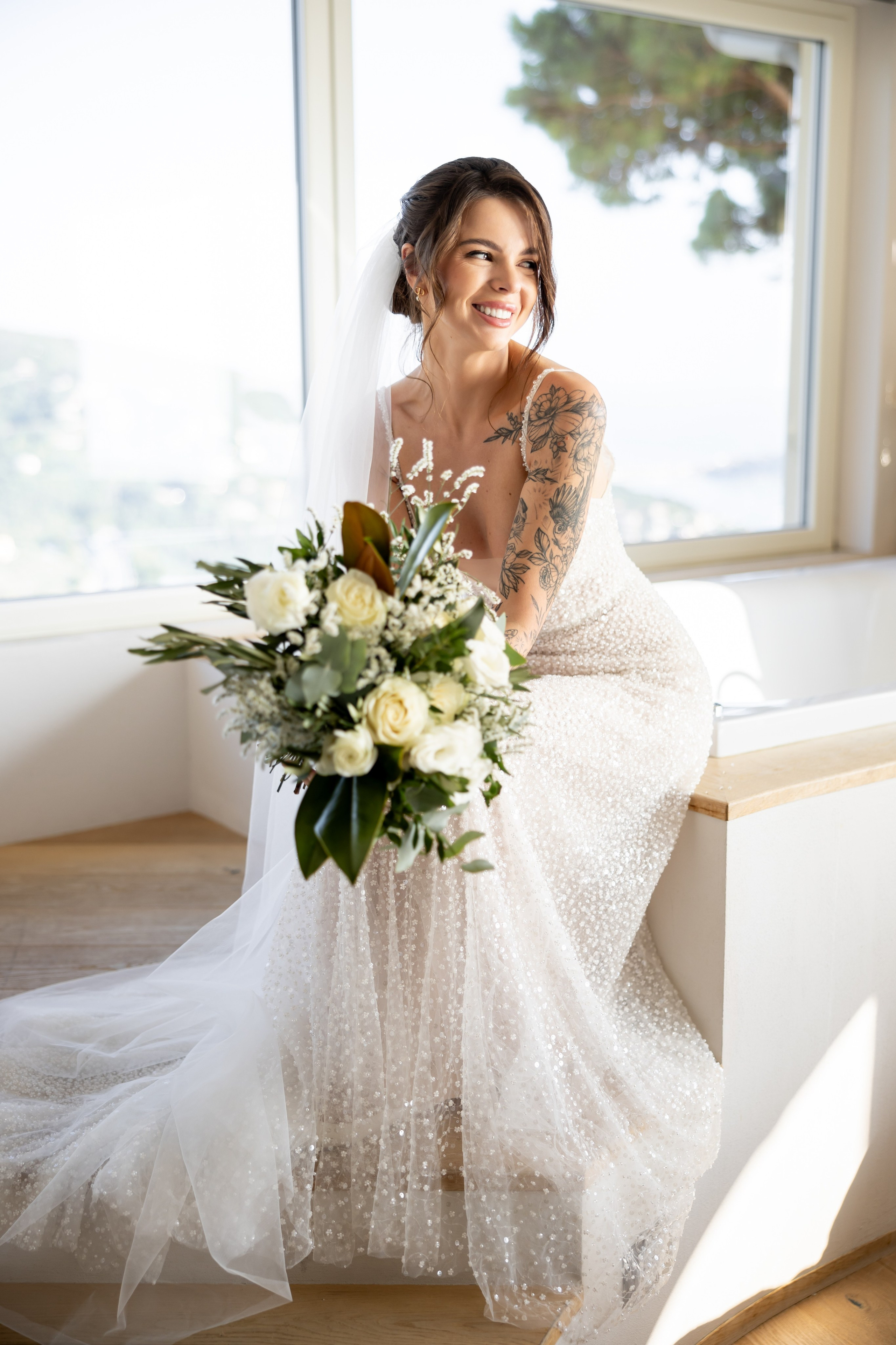 Bride beauty styling for Italian villa wedding
