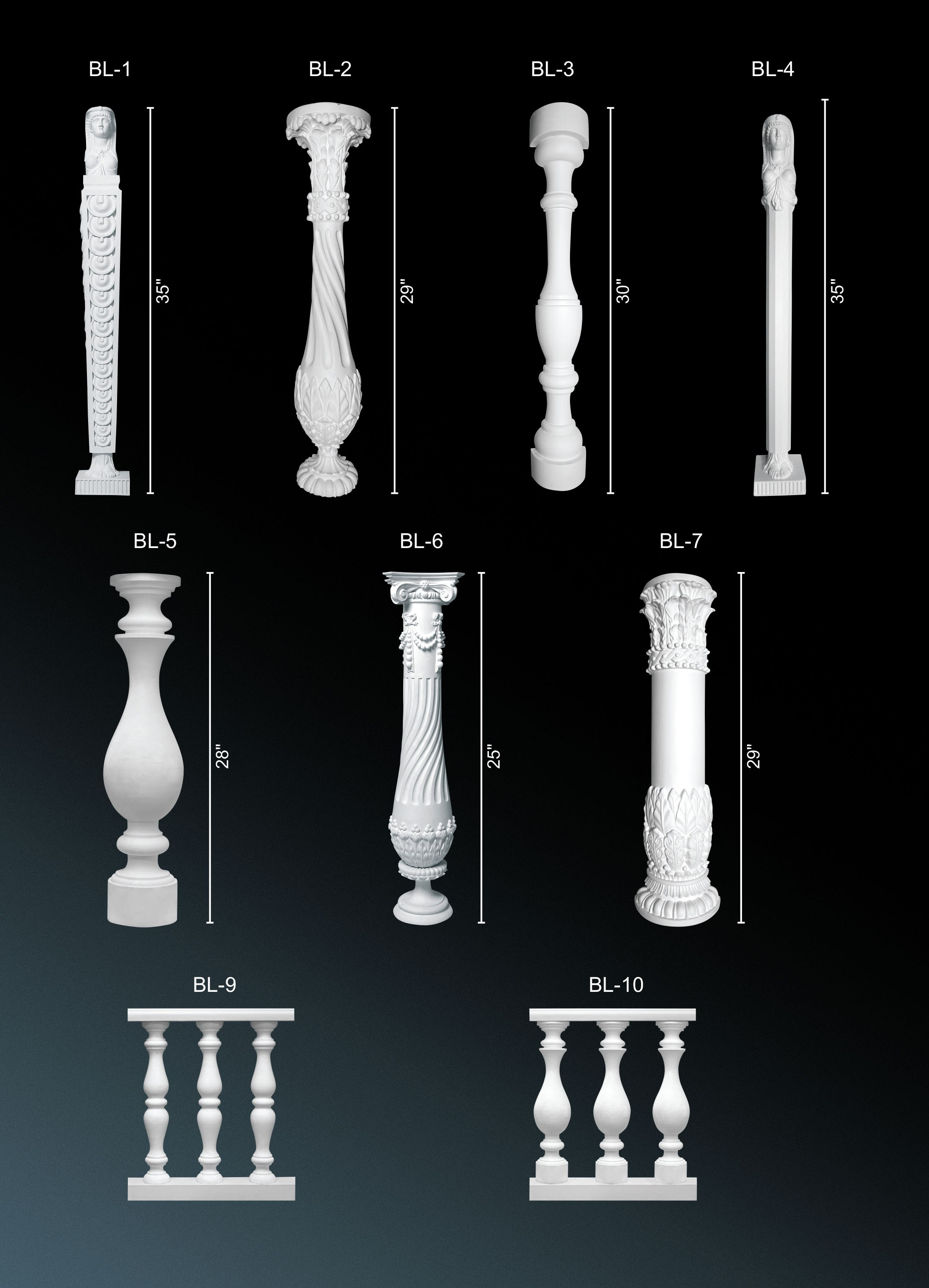 Balusters. Plaster molding