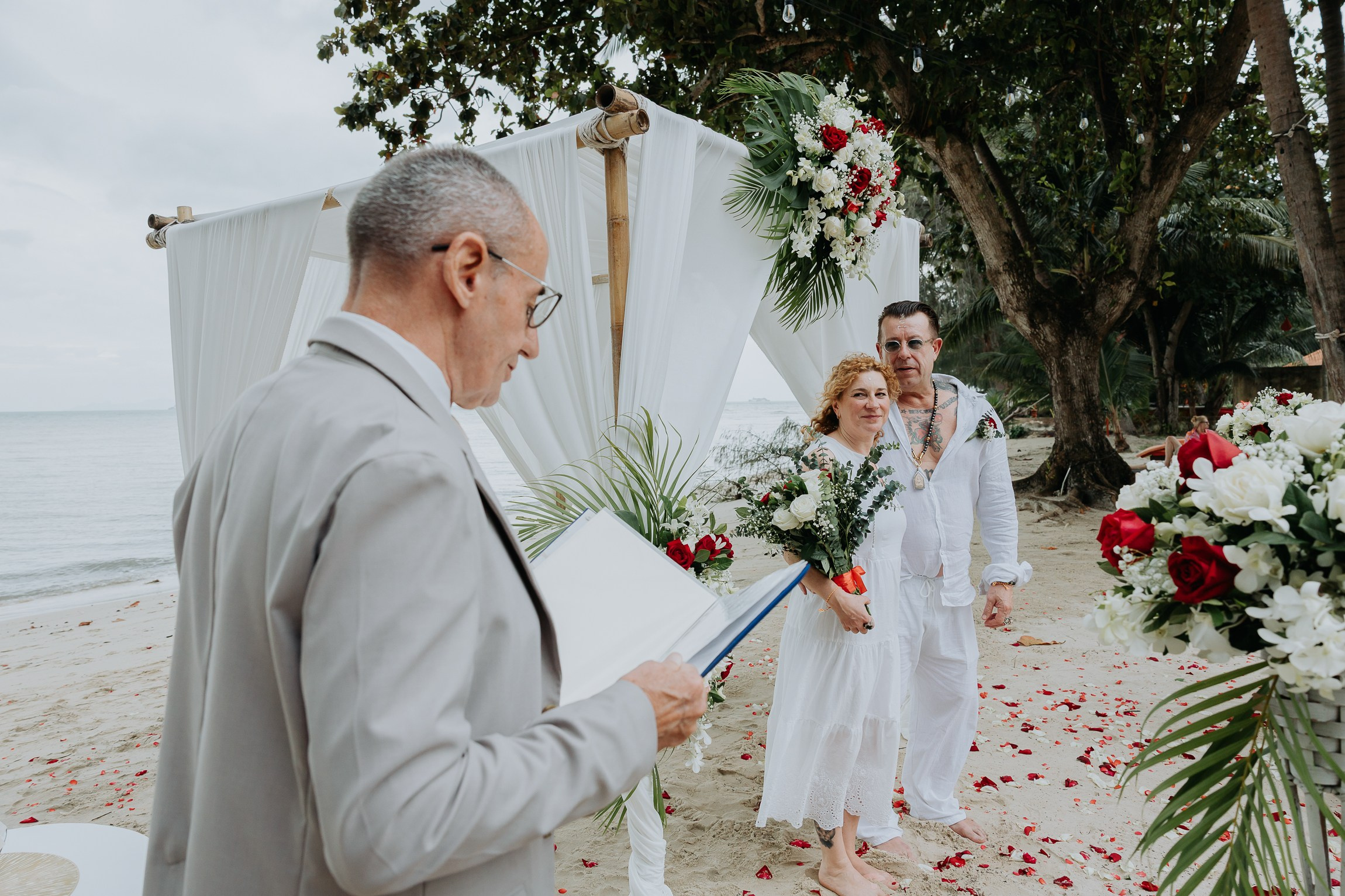 Simone & Matthias Peter. Buddhist blessing wedding Ceremony on Koh Samui, Thailand