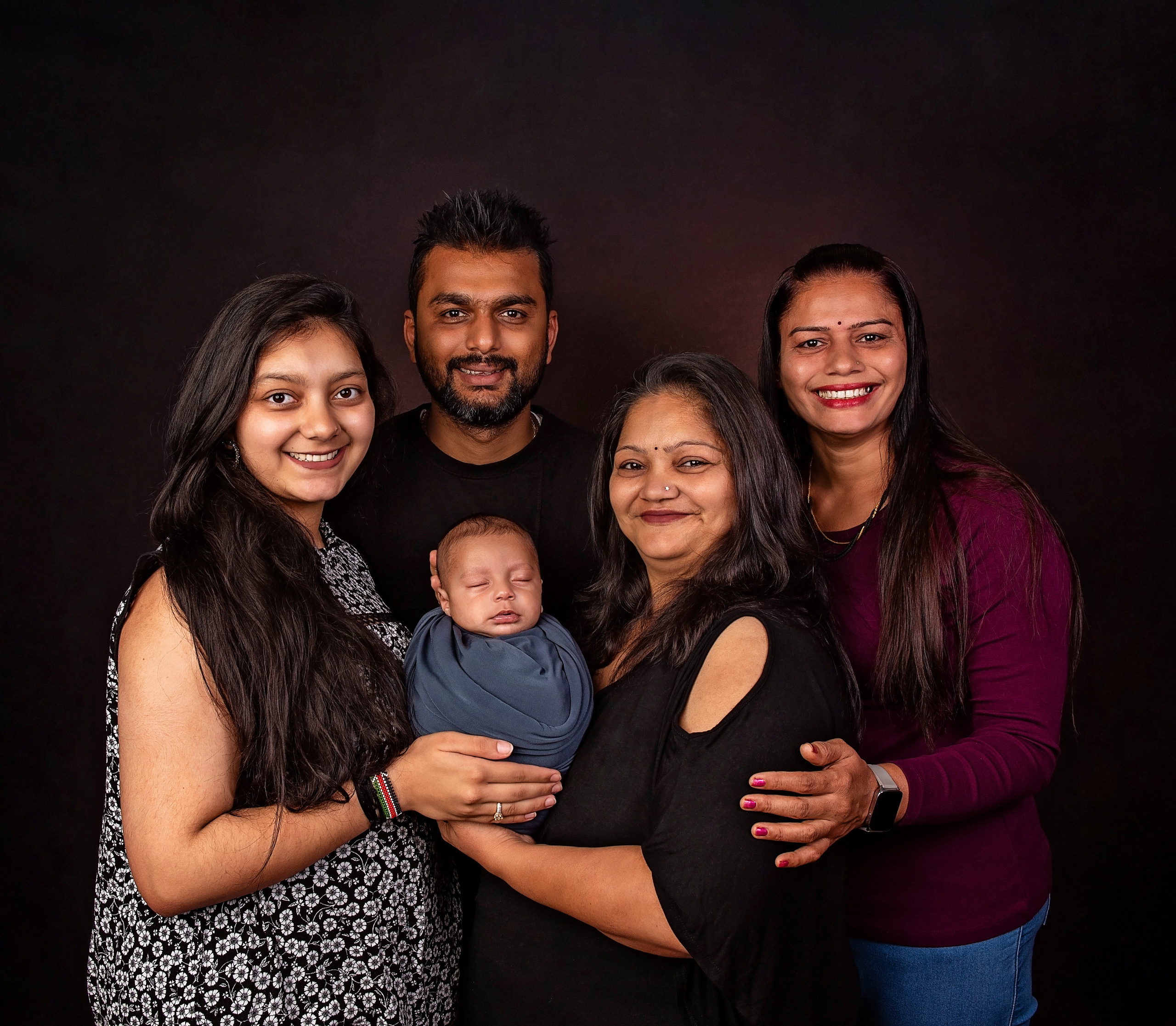Asian family father mother aunty grand cucu 2 weeks newborn photo shoot Eldoret Kenya 