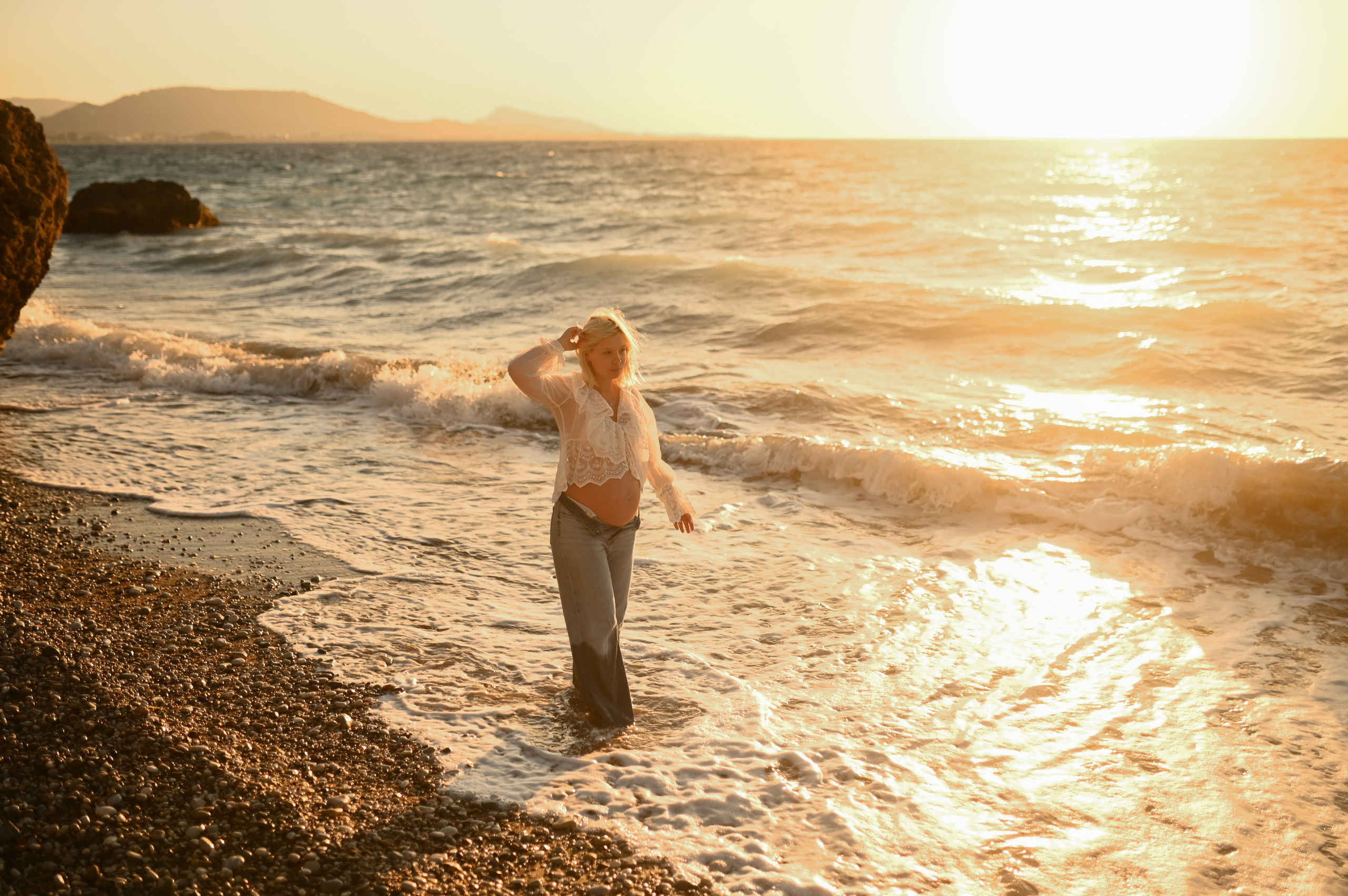 Maternity Photoshoot on the Beach in Rhodes. Photographer in Rhodes Island