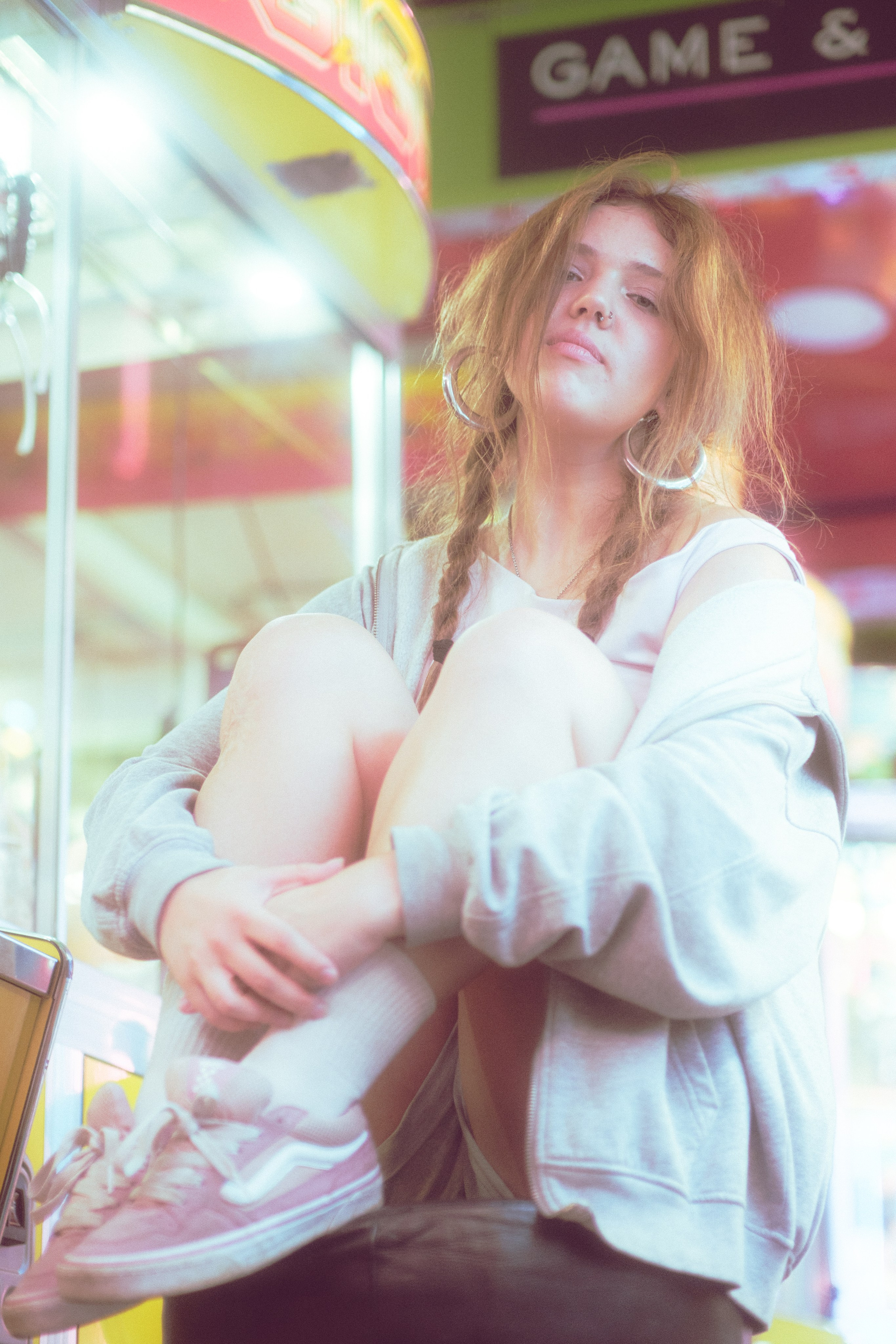 Alexandra at the Arcade | Neon Portrait Photography