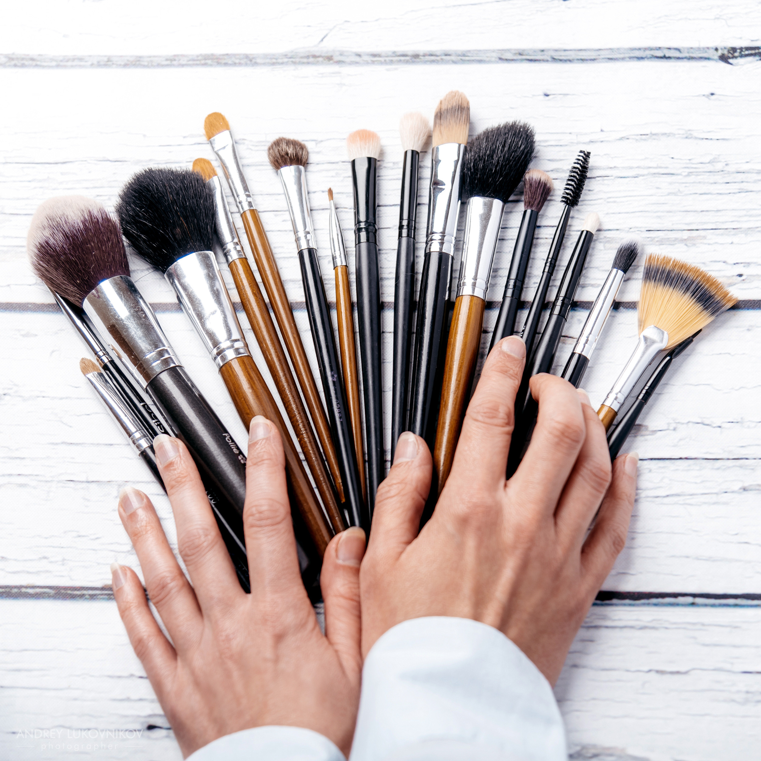 Creative studio photo session for a make-up artist-hairdresser 