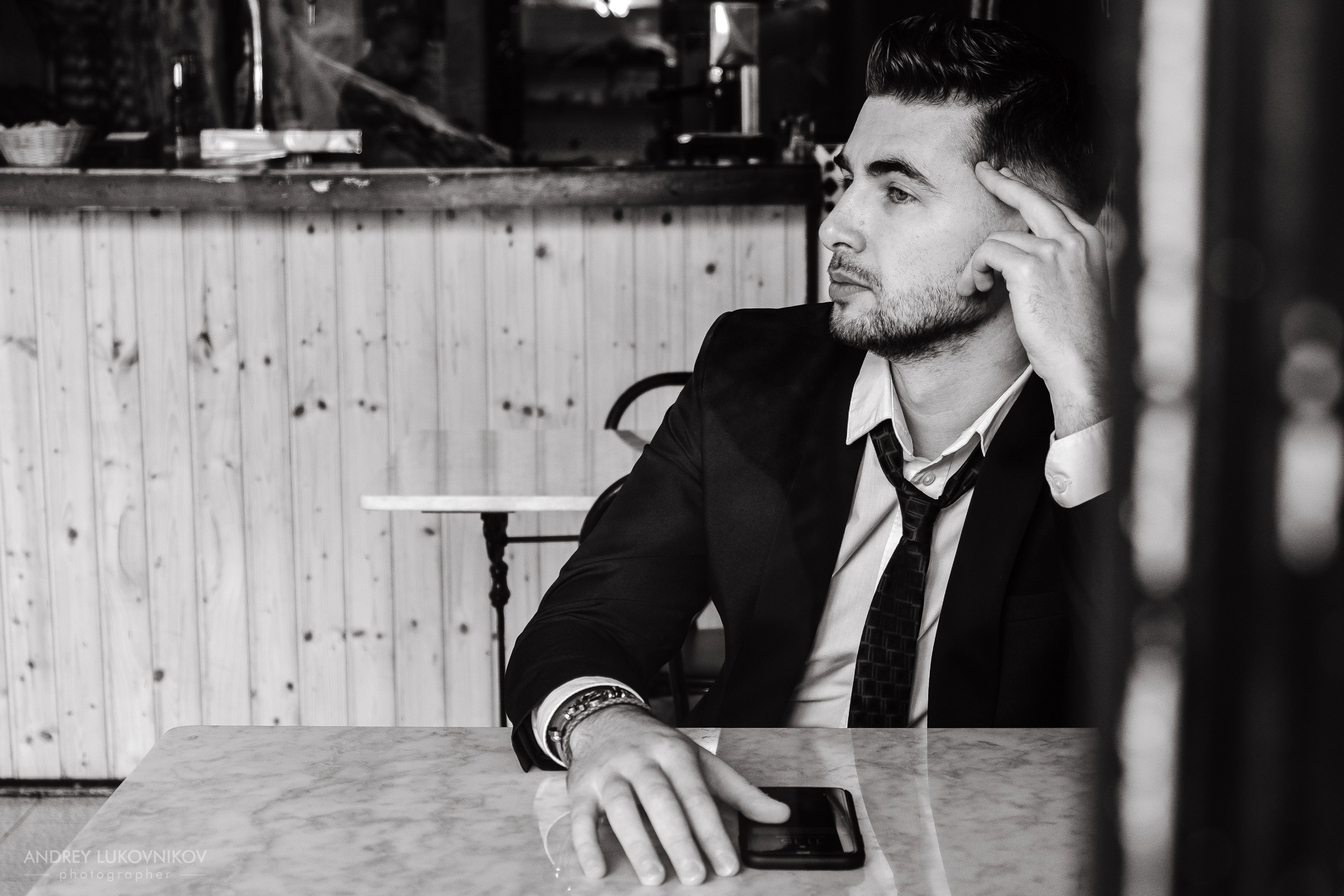 Saxophonist Pavel Leontiev. Photo session for a musician in the city