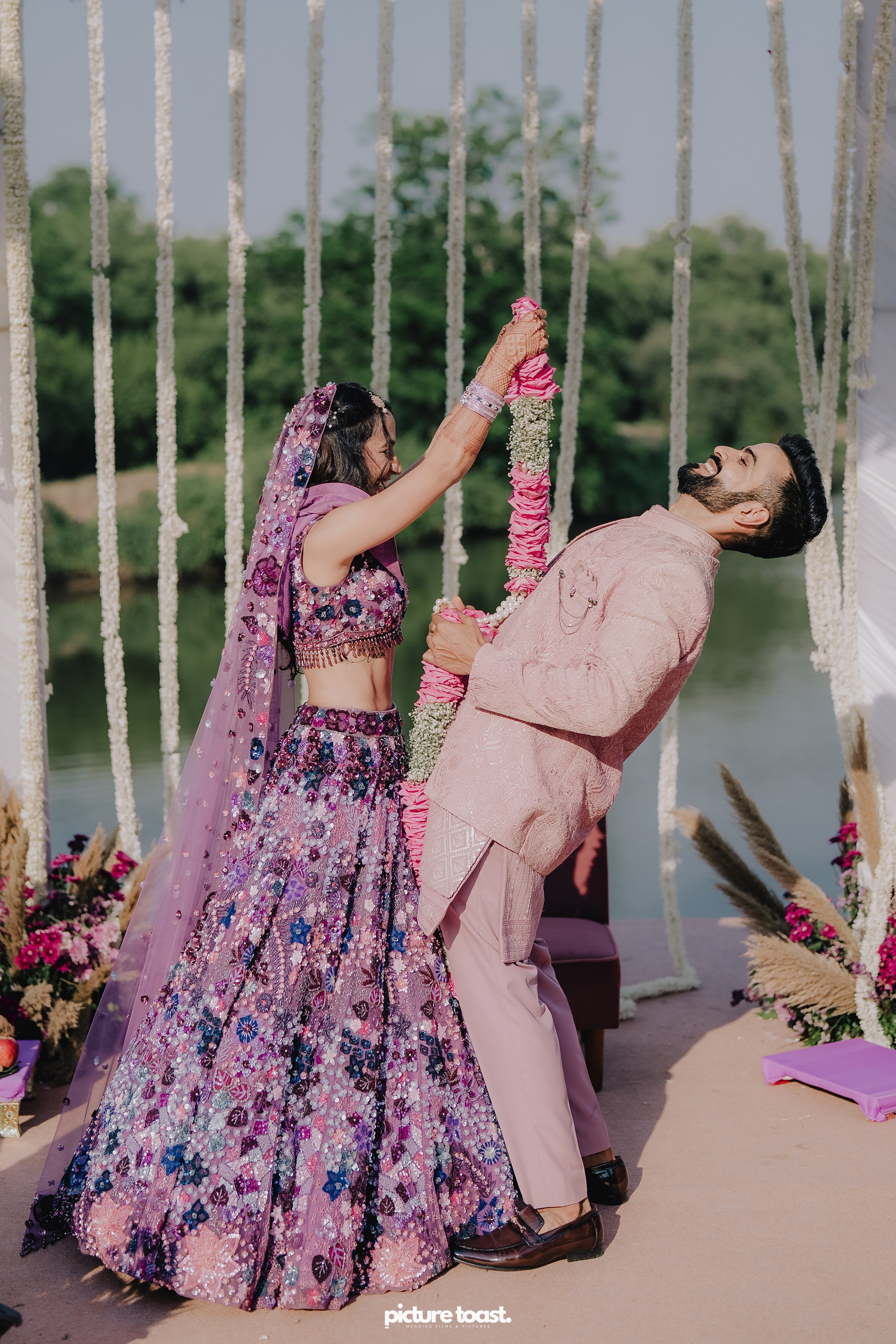 Varamala Ft. Barbie & Aneesh. Fine art Wedding Photographers in India & Canada