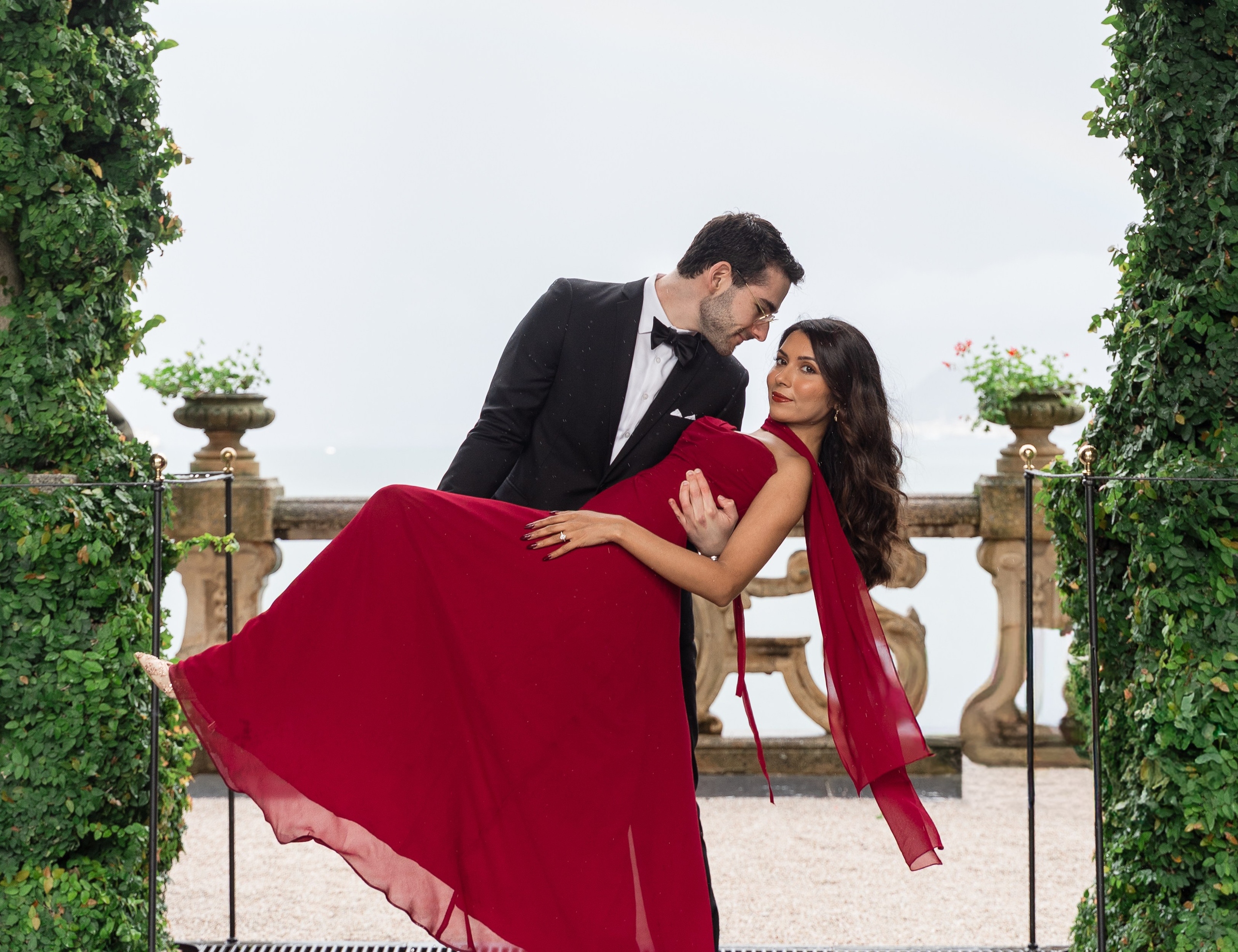Engagement Photoshoot at the Villa Balbianello. Proposal Photographer in Lake Como