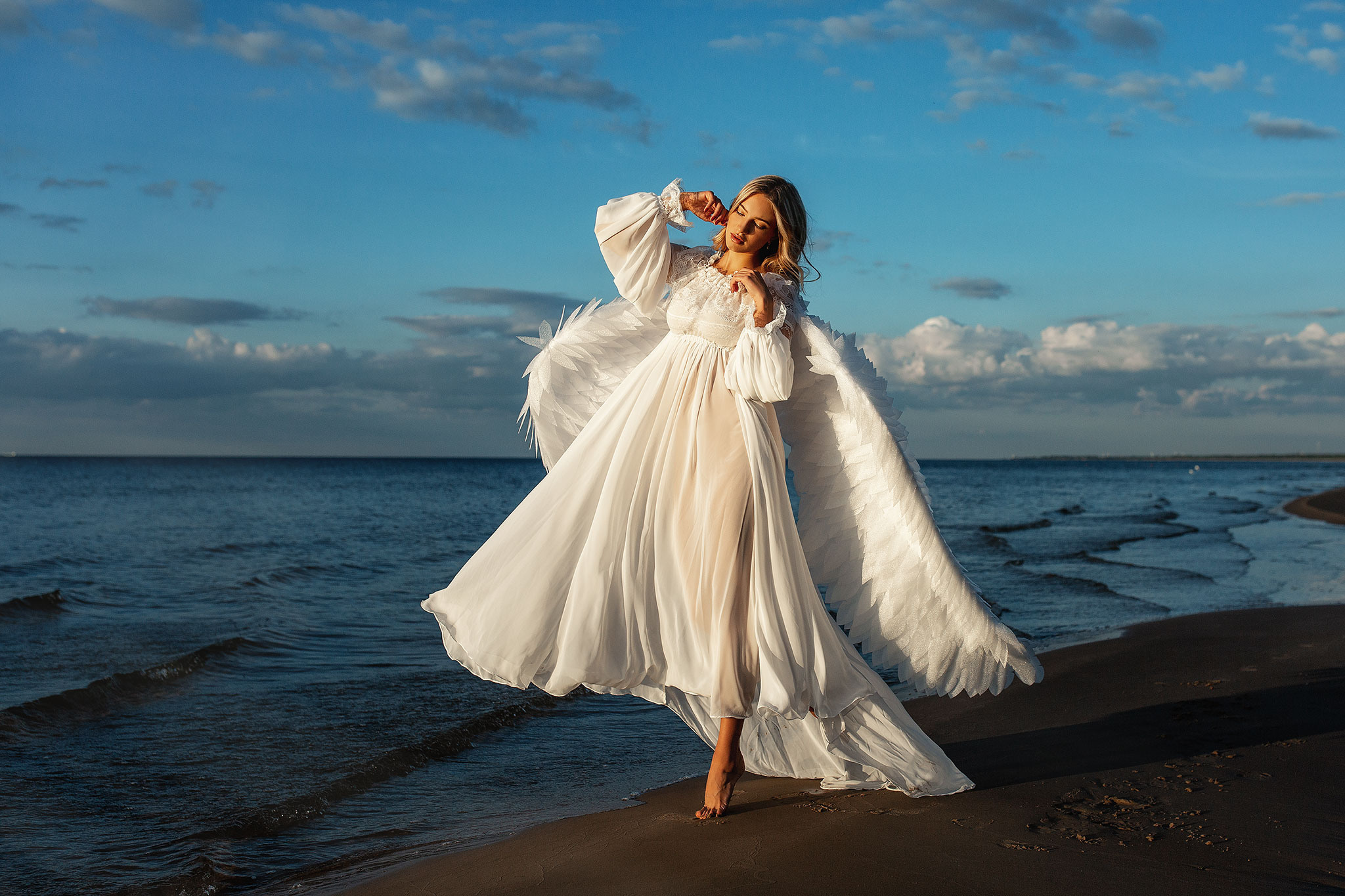 Ангел на море — фотопроект «Angel». Фотограф в Юрмале и Риге Анна Джибути Anna Dzibuti