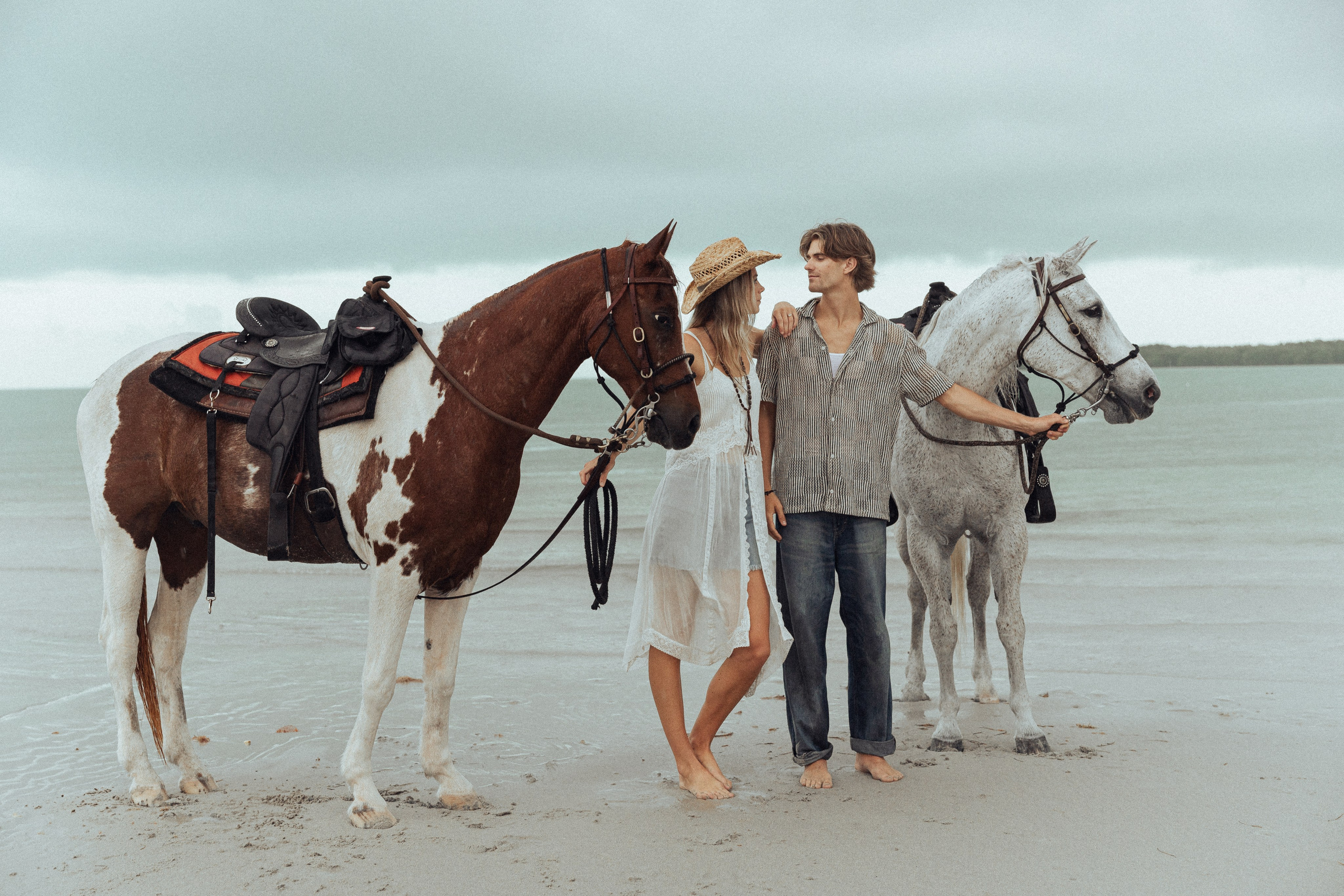 Sunset Horseback Couples Shoot on the Beach in Miami
