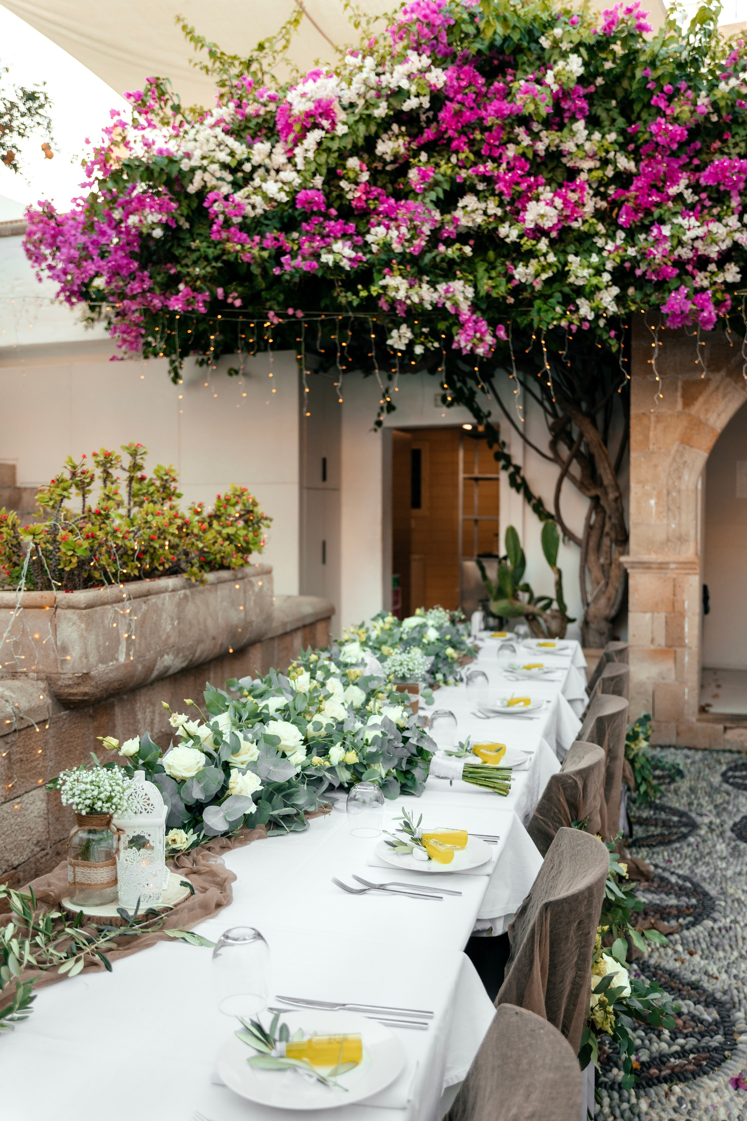 Wedding decoration in a traditional tavern in Lindos, Rhodes, Greece