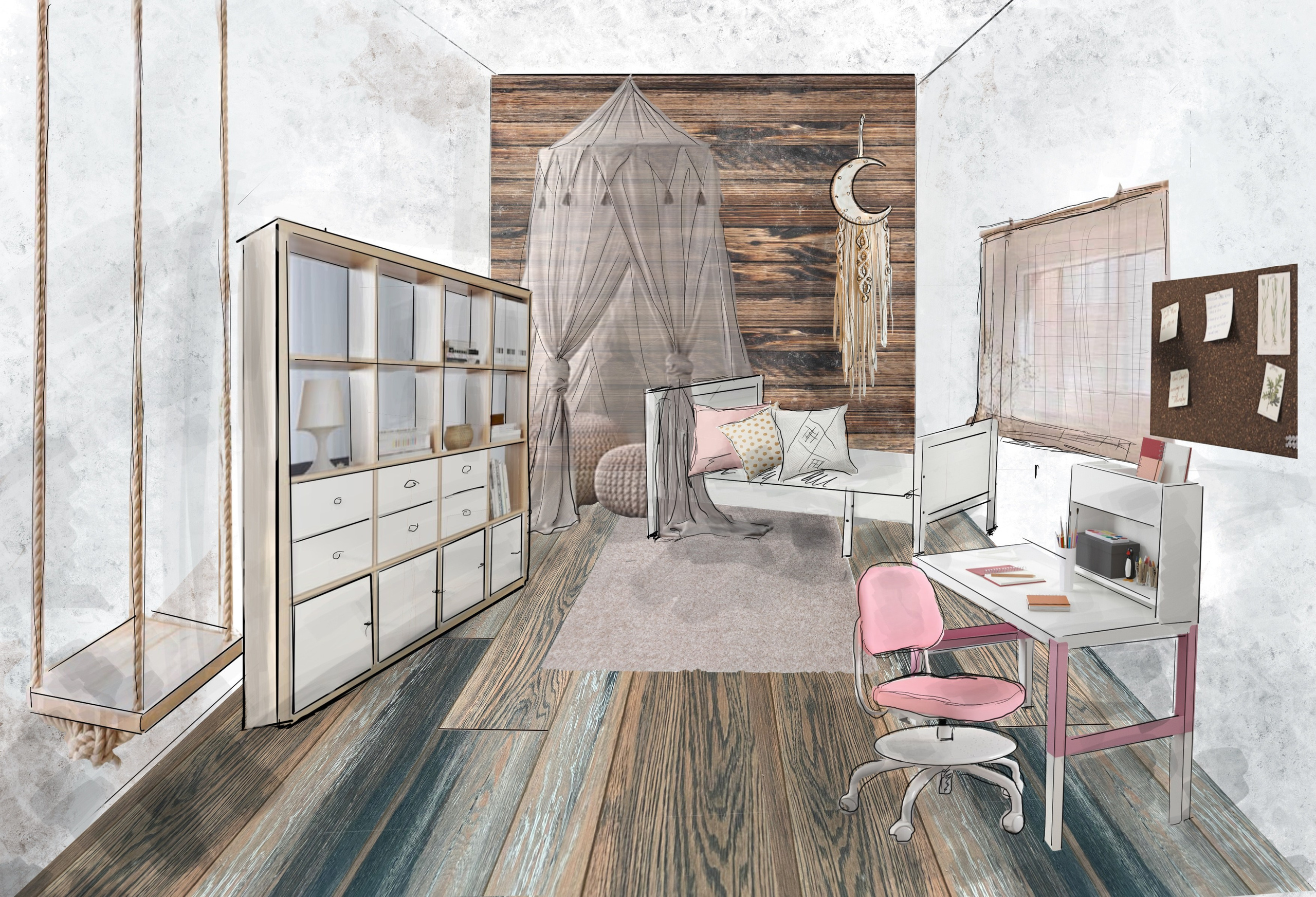 Collagen und Skizzen. Valeria Riazantseva. Interior Designerin und Dekorateurin