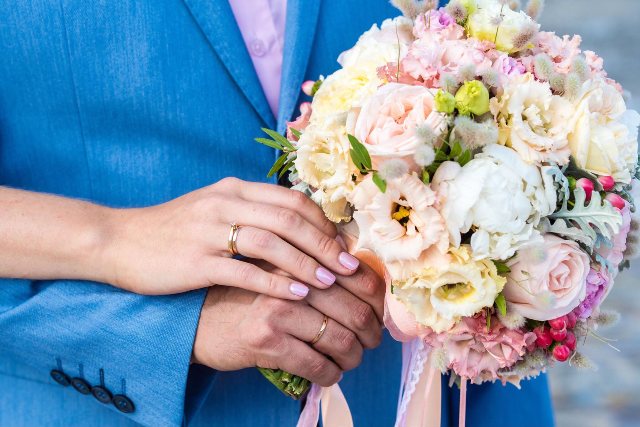 Līgavas pušķi pudera, persiku toņos. Event design, decoration, floristry, gift, Irina Novika, Riga, Latvia